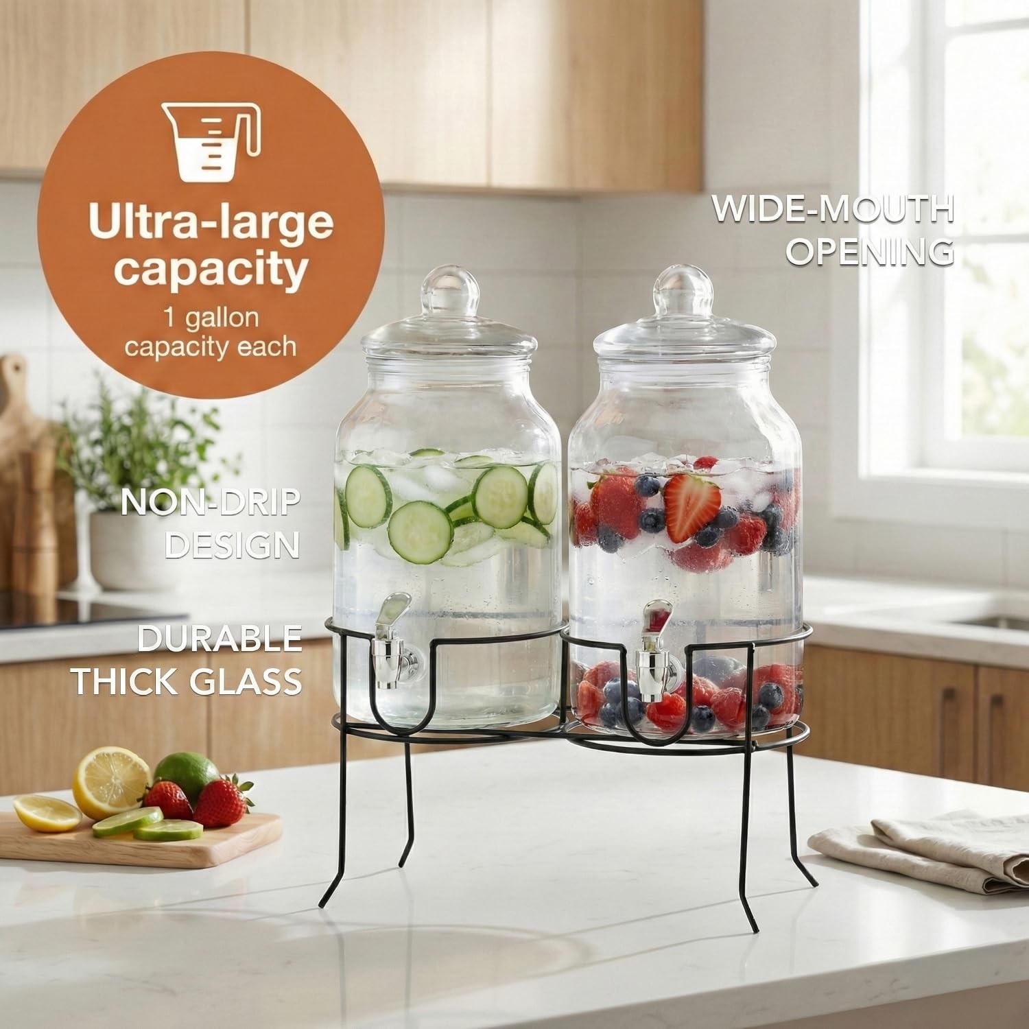 Style Setter Rustic Home Beverage Dispenser Set Of 2 Cold Drink Dispenser W/