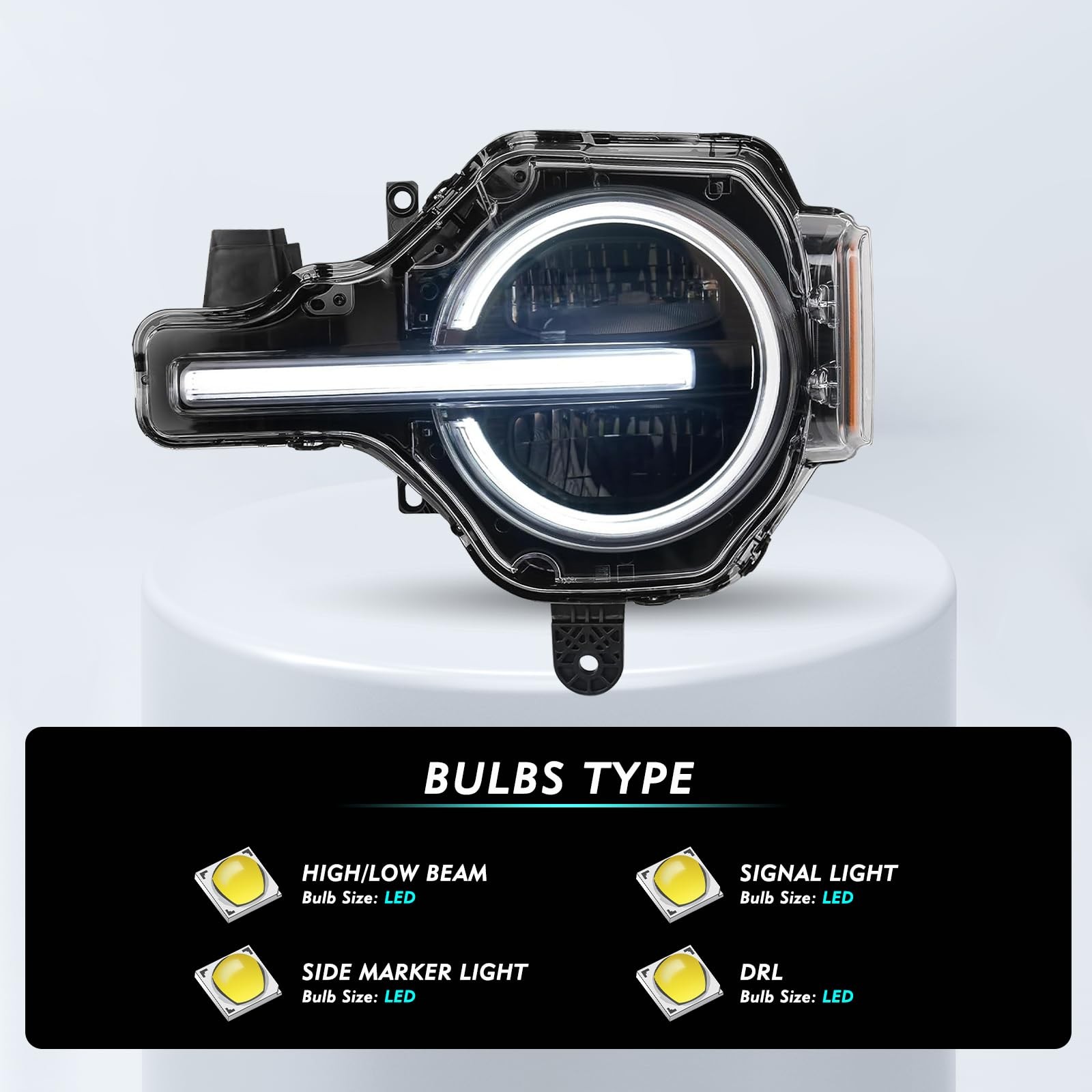 Full LED DRL Headlight Assembly Fit for 2021-2025 Ford Bronco, LH