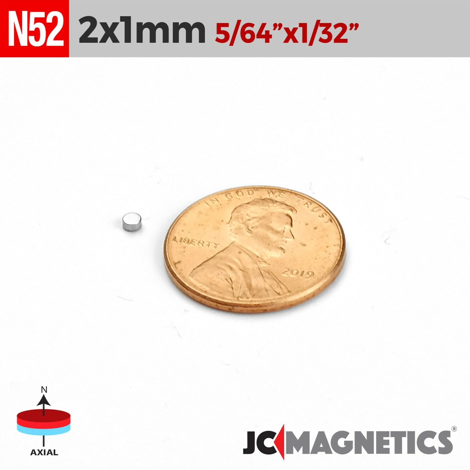 2mm x 1mm 5/64″x1/32″ N52 Strong Rare Earth Neodymium Small Magnet Disc 2x1mm