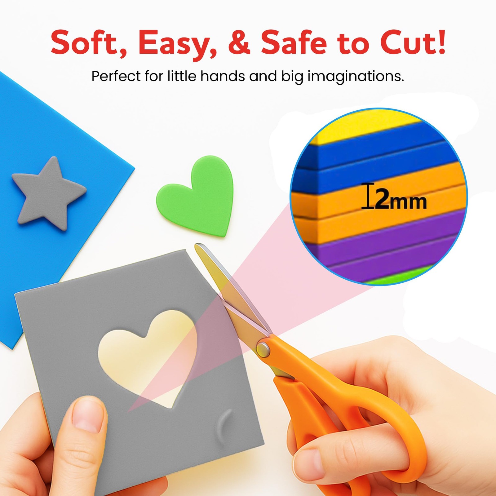 Self-Adhesive EVA Foam Sheets for Crafts – 2mm 6 x 9 inches, Grey – 8 Pack