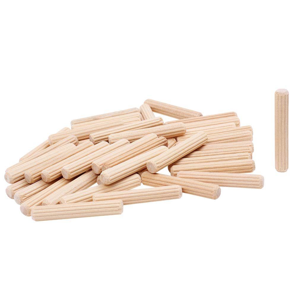 100 Pack 1/4″ Wood Dowel Pins Straight Grooved Pins for Furniture Door and Art P