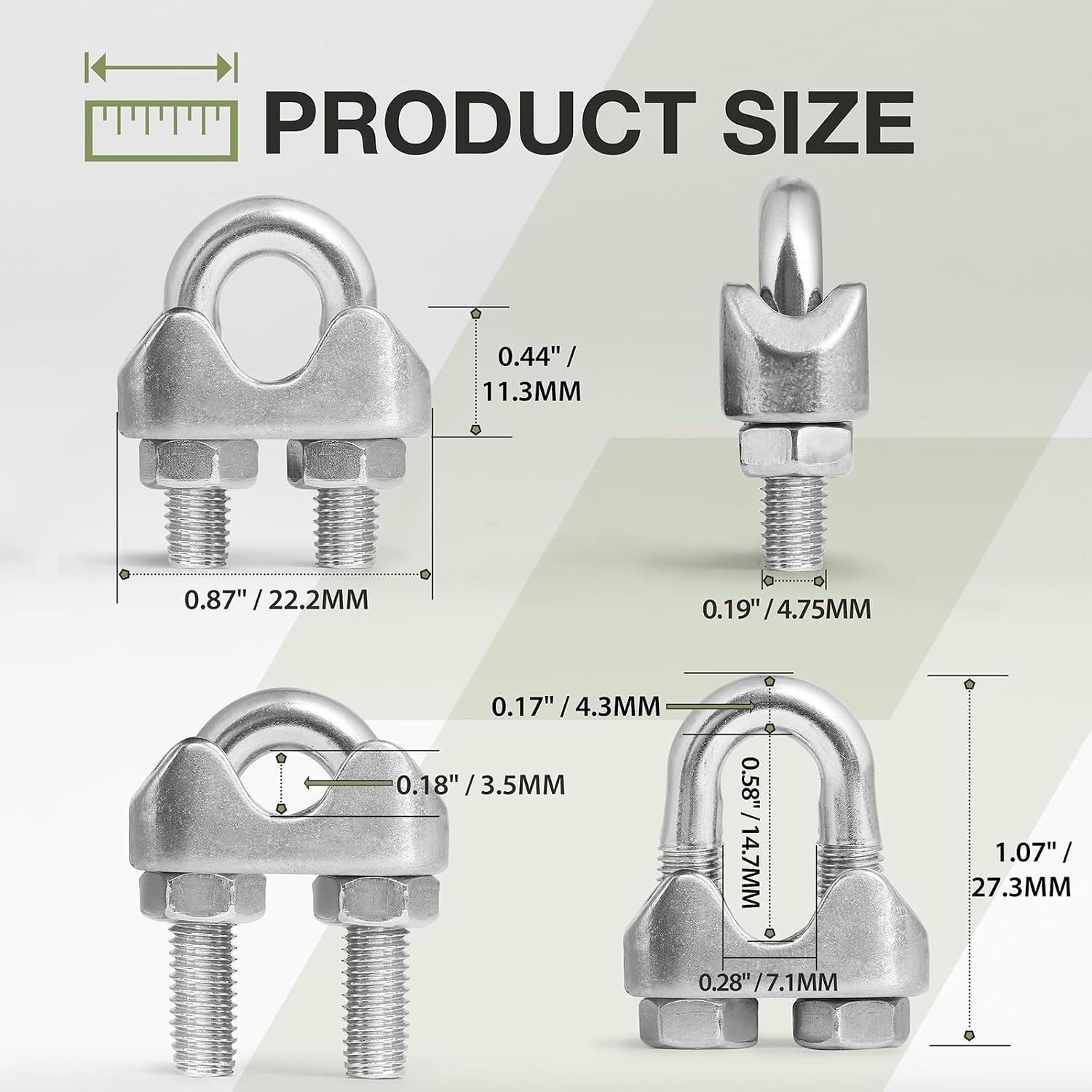 Versatile 4pcs M5 Wire Rope Clamps – 3/16 Inch Stainless Steel Cable Connectors