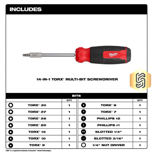 Milwaukee 48-22-2907 14-in-1 TORX Multi-Bit Screwdriver