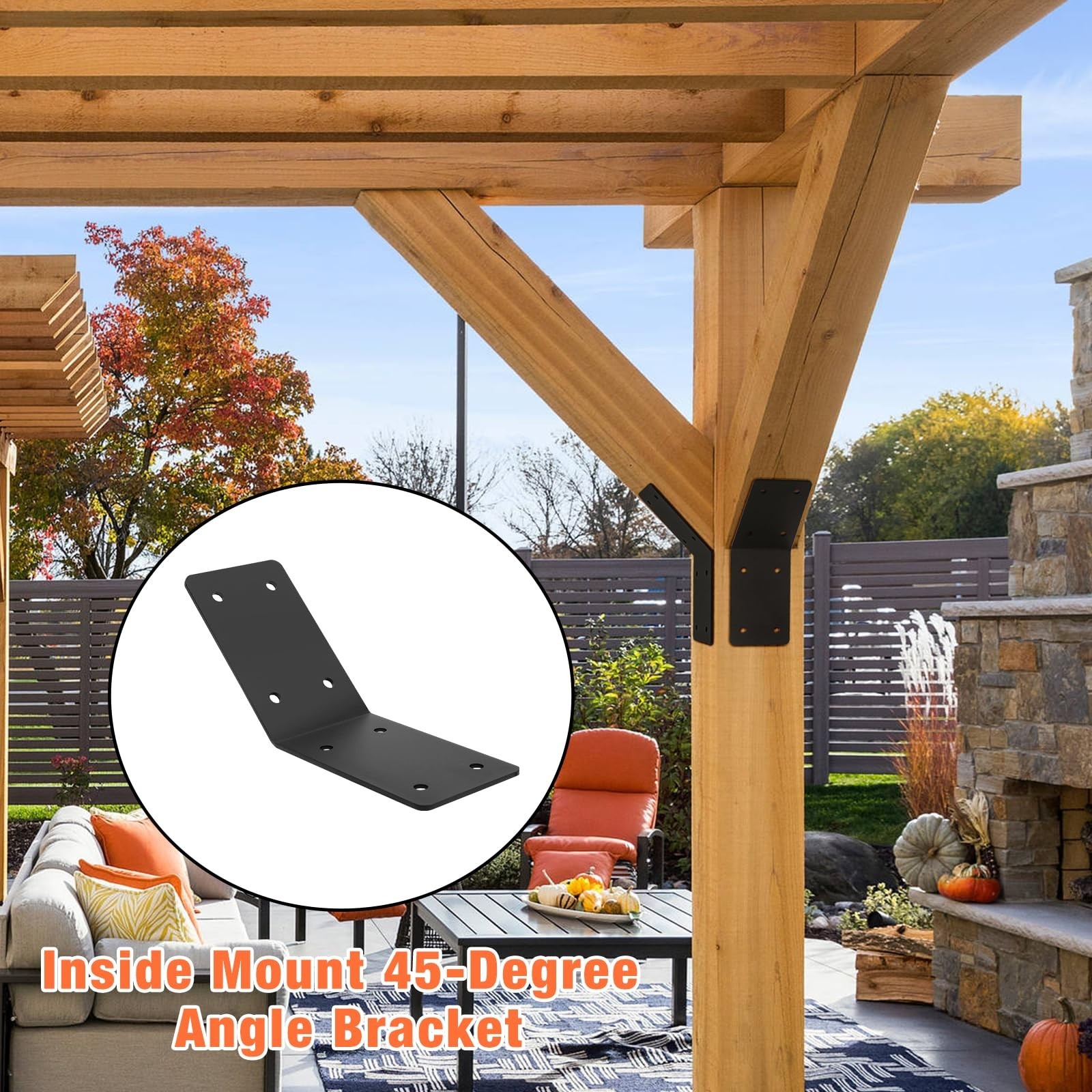4 Pcs Inside Mount 45-Degree Angle Bracket,5″x 5″x 3″ Heavy Duty Corner Brace…