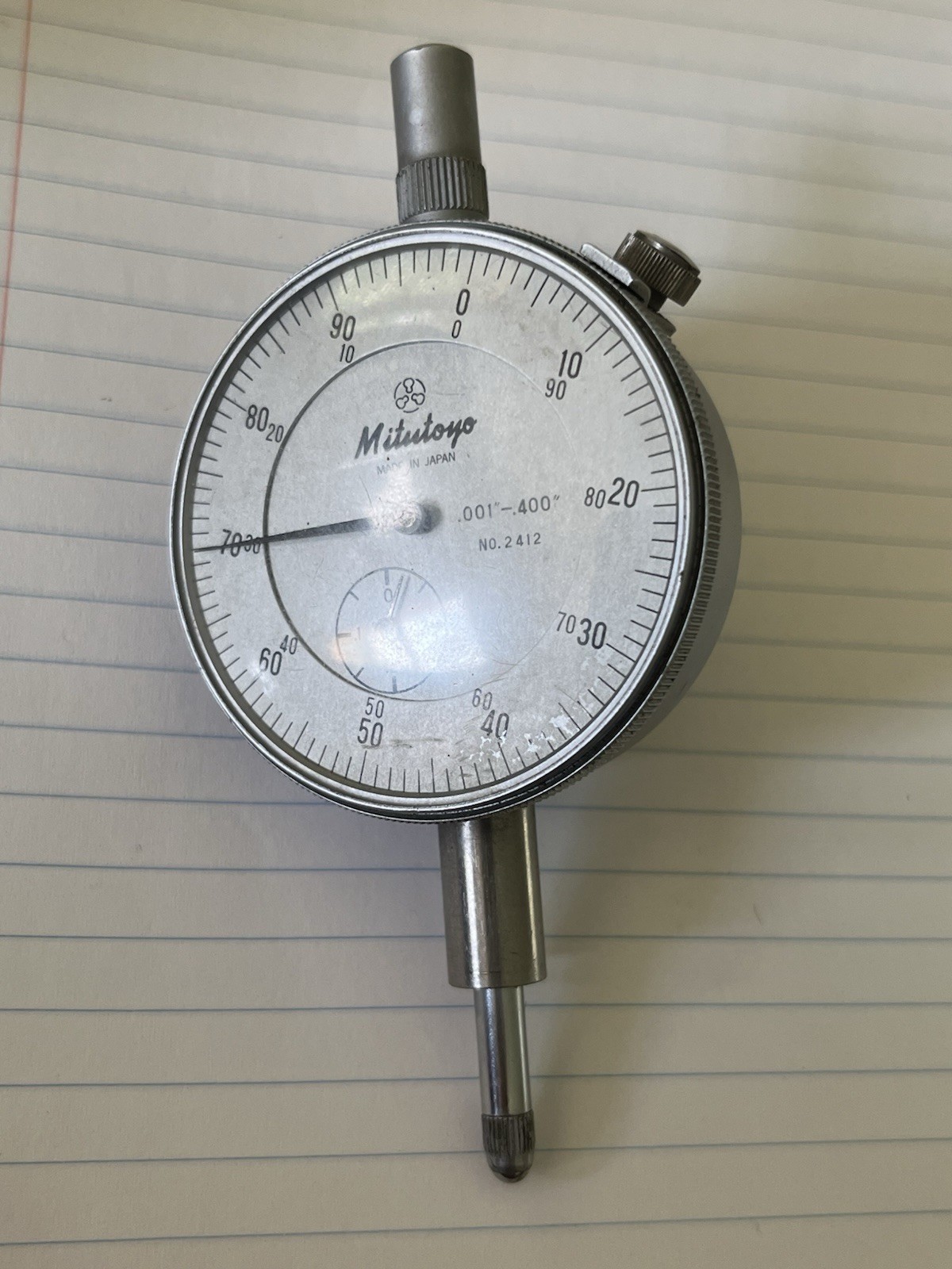 Mitutoyo Dial Indicator Gauge – 0.001″ to 0.400″ – Lug Back – Model 2412