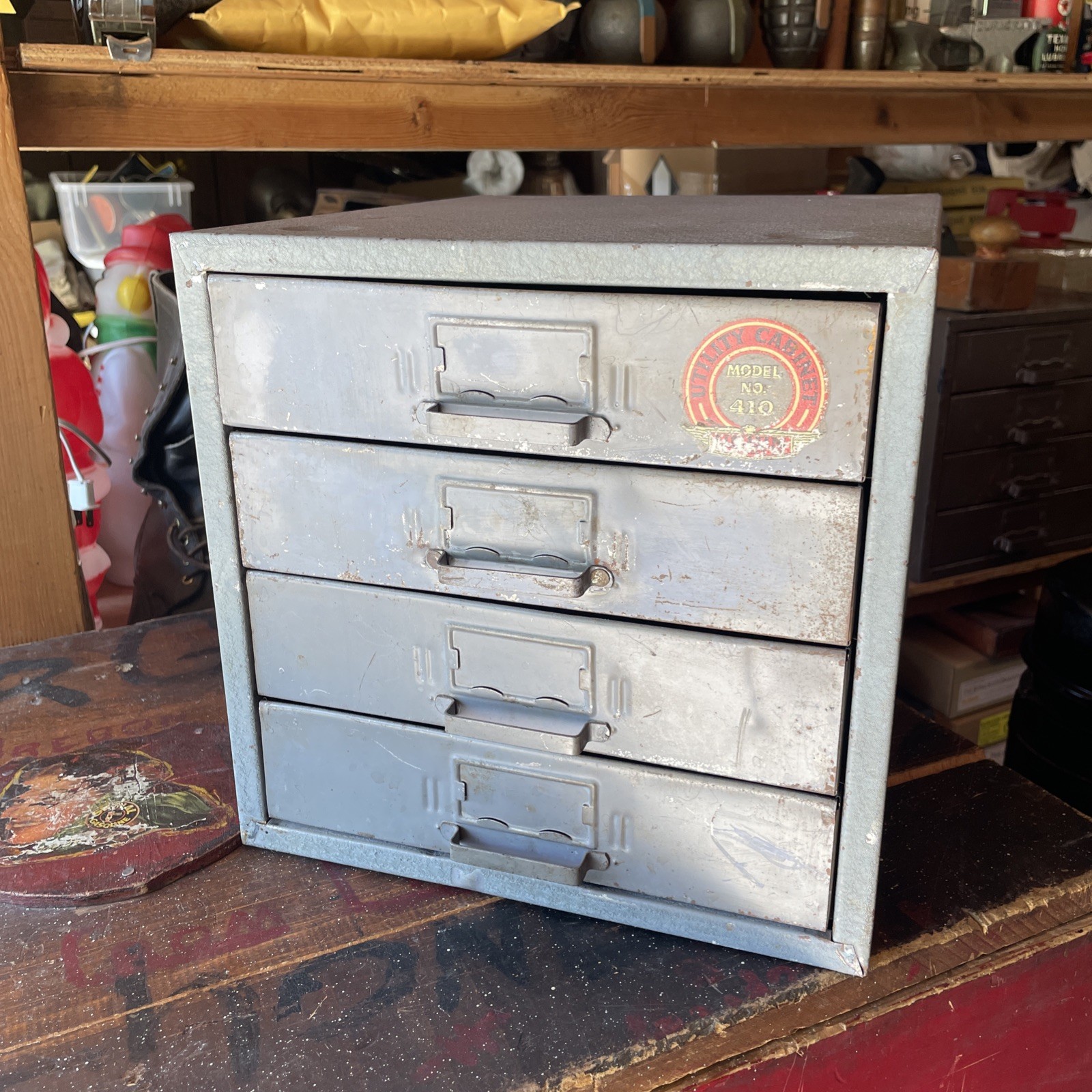 Vtg Union Chest 410 4 Drawer Utility Cabinet Storage Battleship Grey Industrial