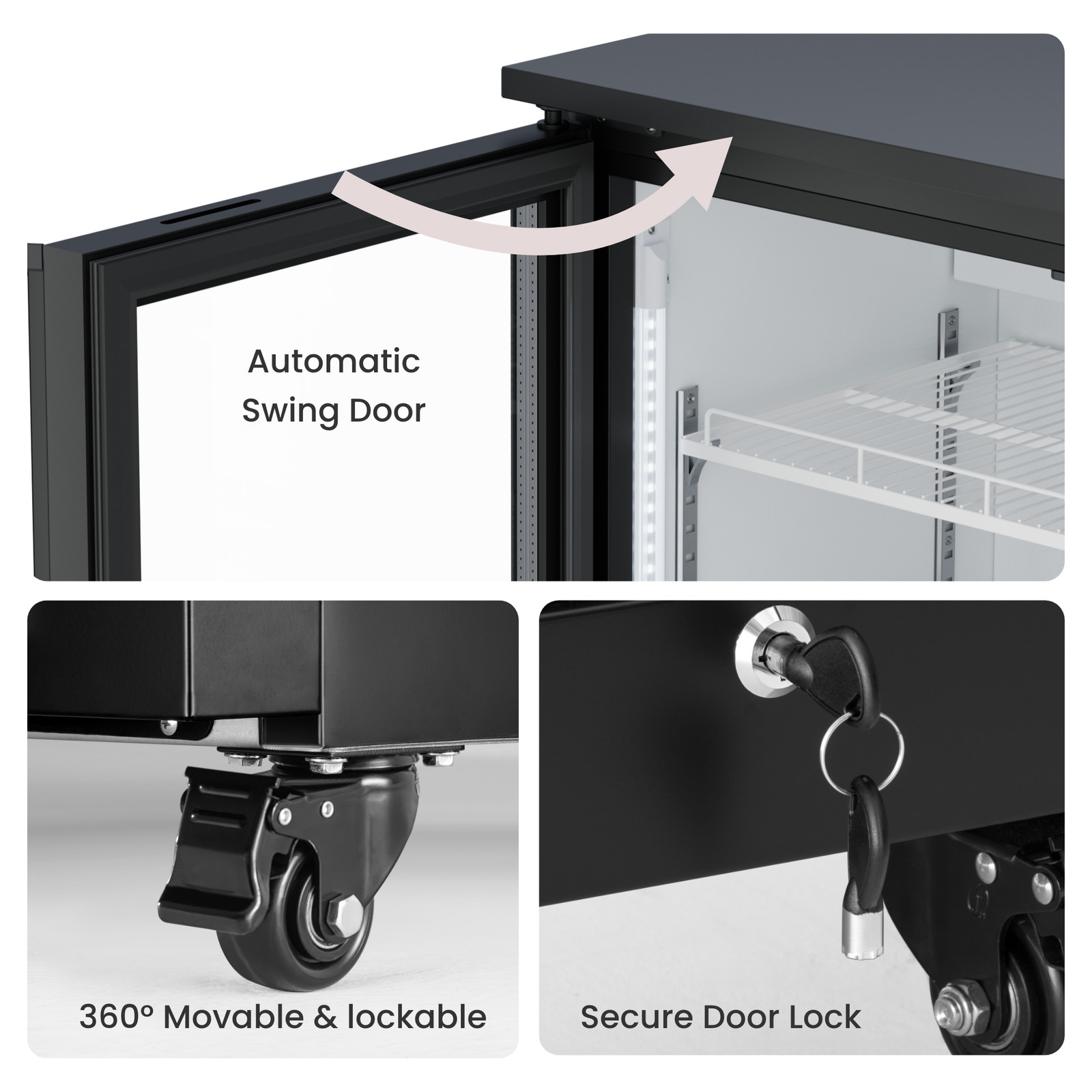 Yeego 6.9 Cu.ft Commercial Fridge 1 Glass Door Merchandiser Refrigerator Black