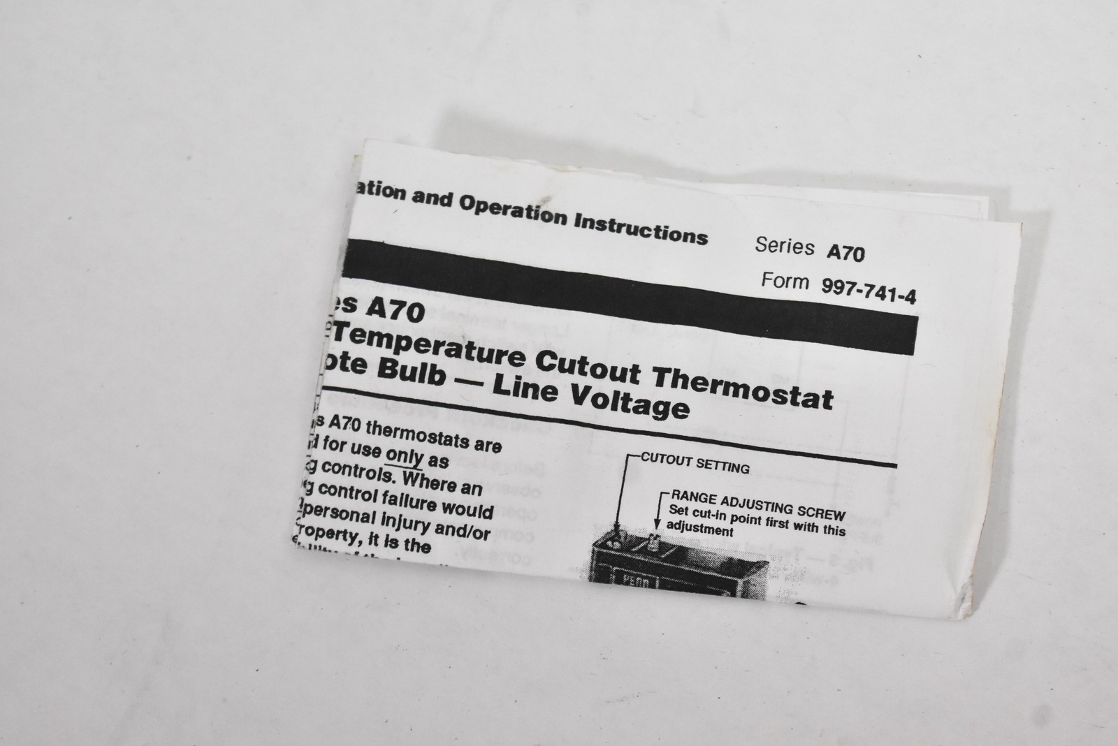 PENN A70GA-2C Temperature Control 240V Black Analog/Mechanical Non-Programmable