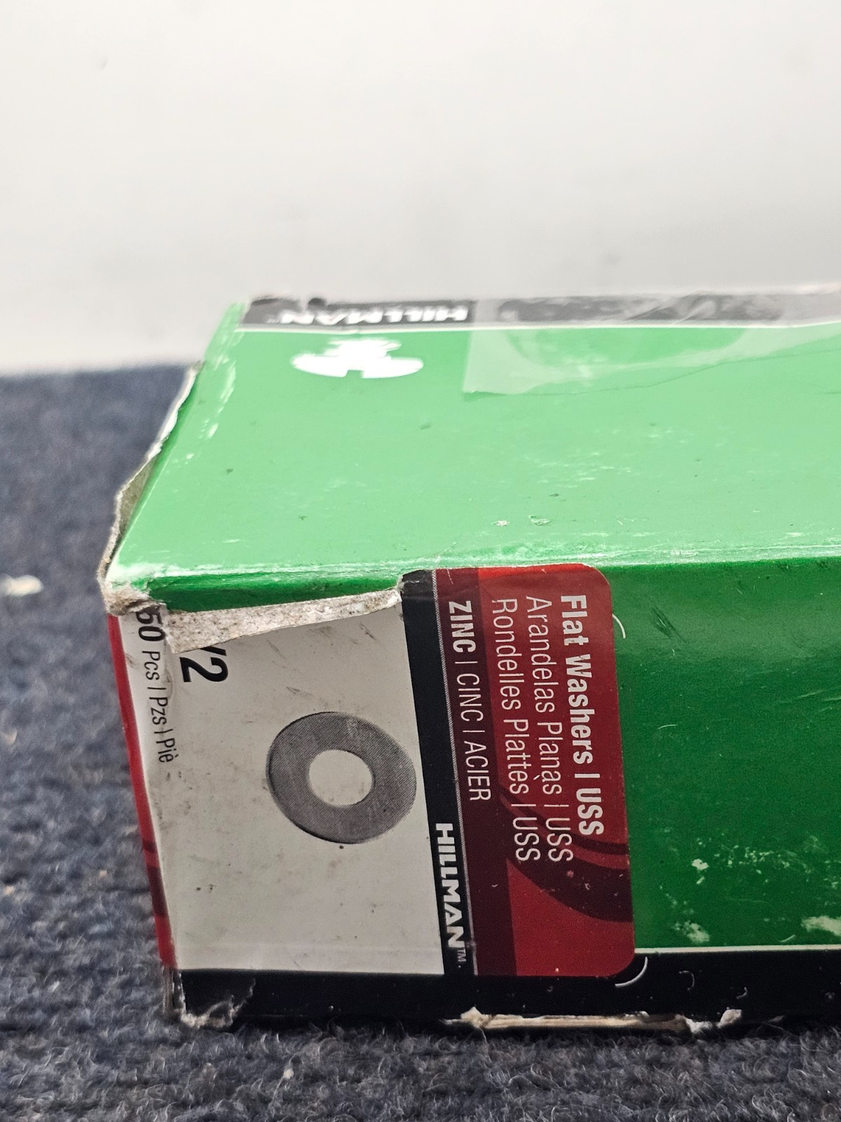 (1 Box of 50) HILLMAN 270067: 1/2″ USS Flat Head Washers Zinc Plated
