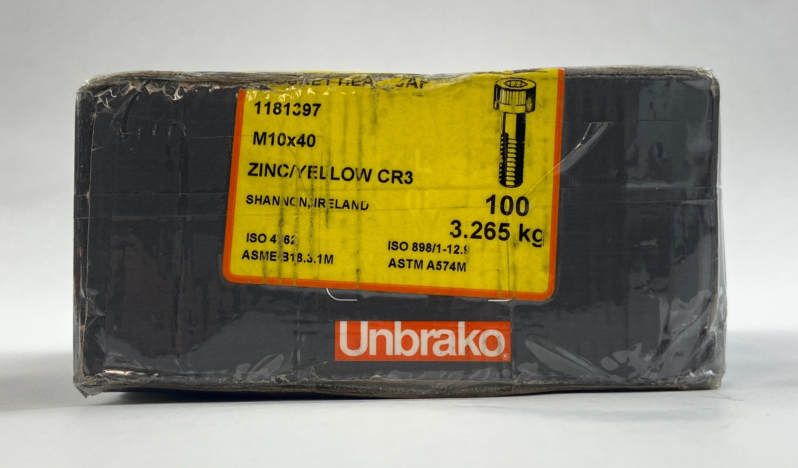 Unbrako Socket Head Cap M10x40 Zinc Yellow CR3 1181397 100-Pack