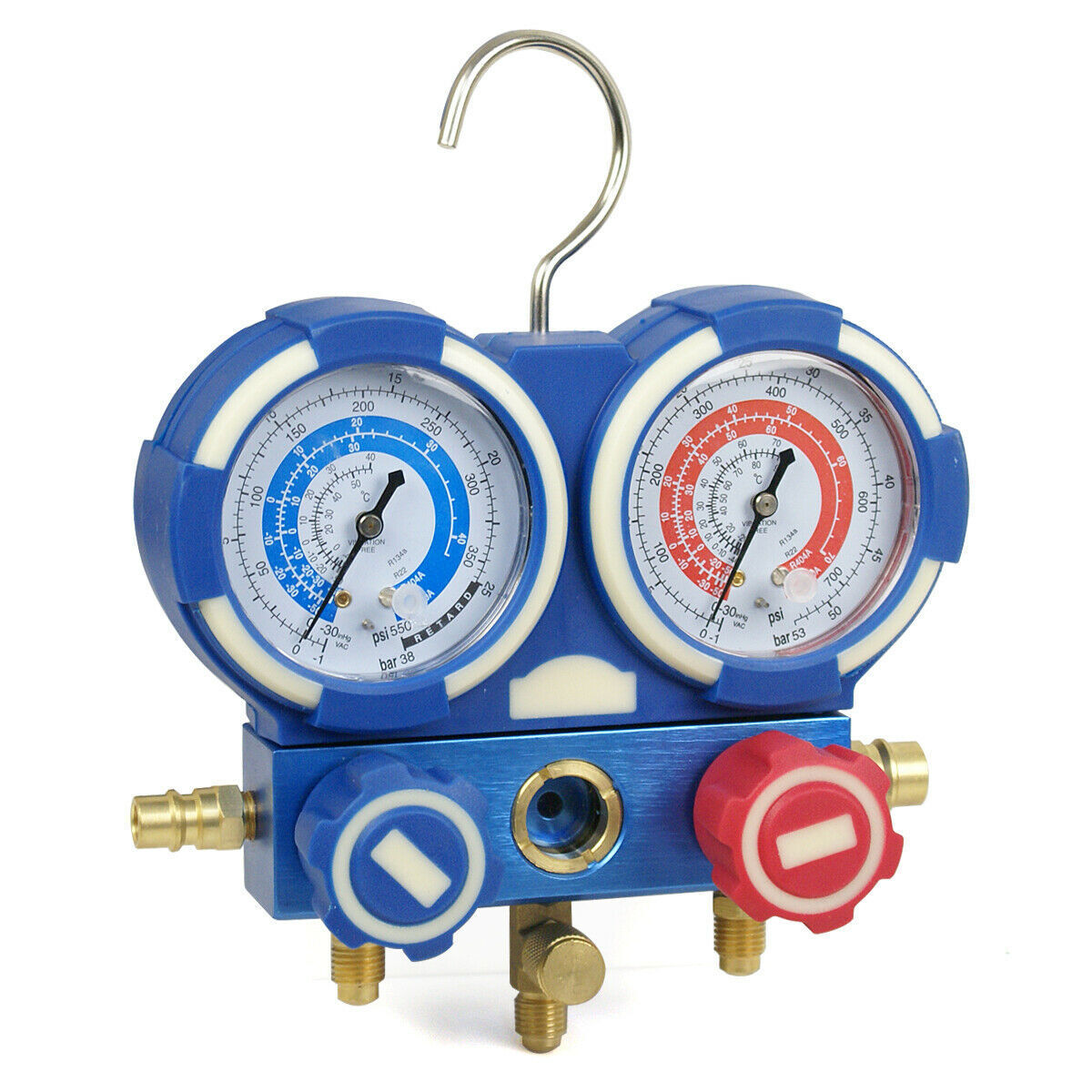 R134A R410A R22 HVAC A/C Manifold Gauge Set Air Refrigeration Kit Pressure Guage
