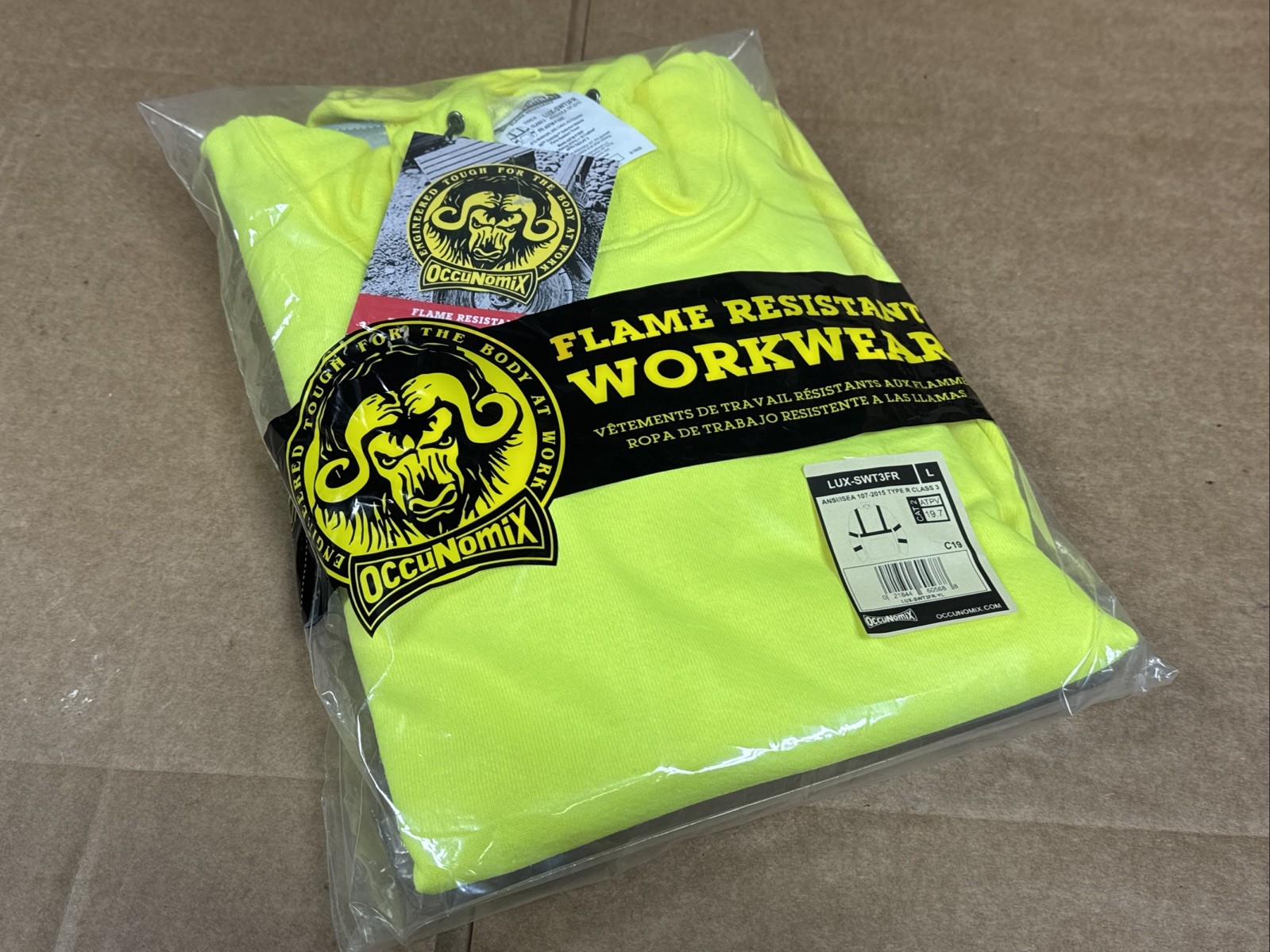 OCCUNOMIX Premium Hi-Viz Flame Resistant Pullover Hoodie LARGE Type R Class 3
