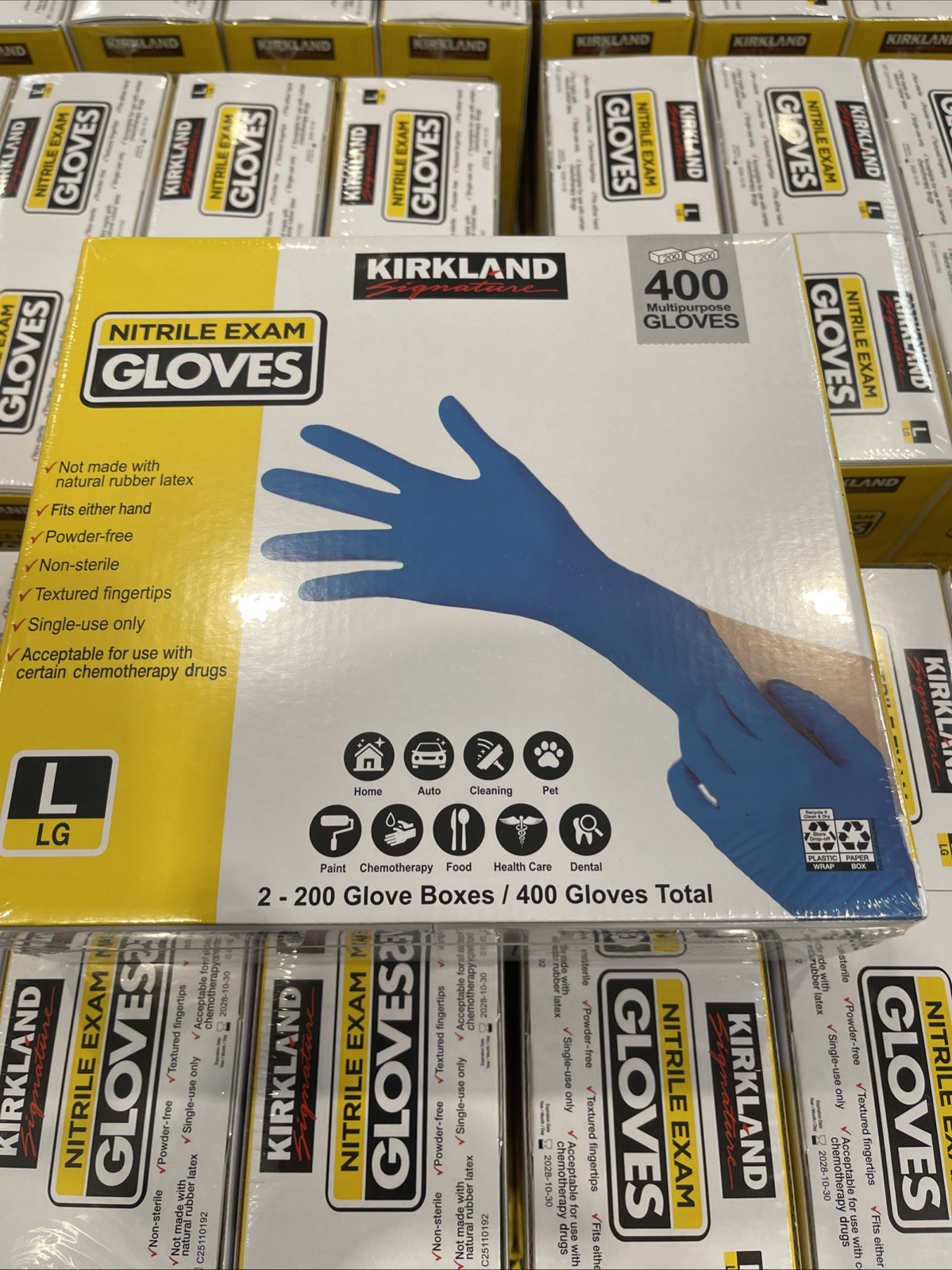 Kirkland Signature Nitrile Exam Gloves – Large Size (400 Pieces) (467130)