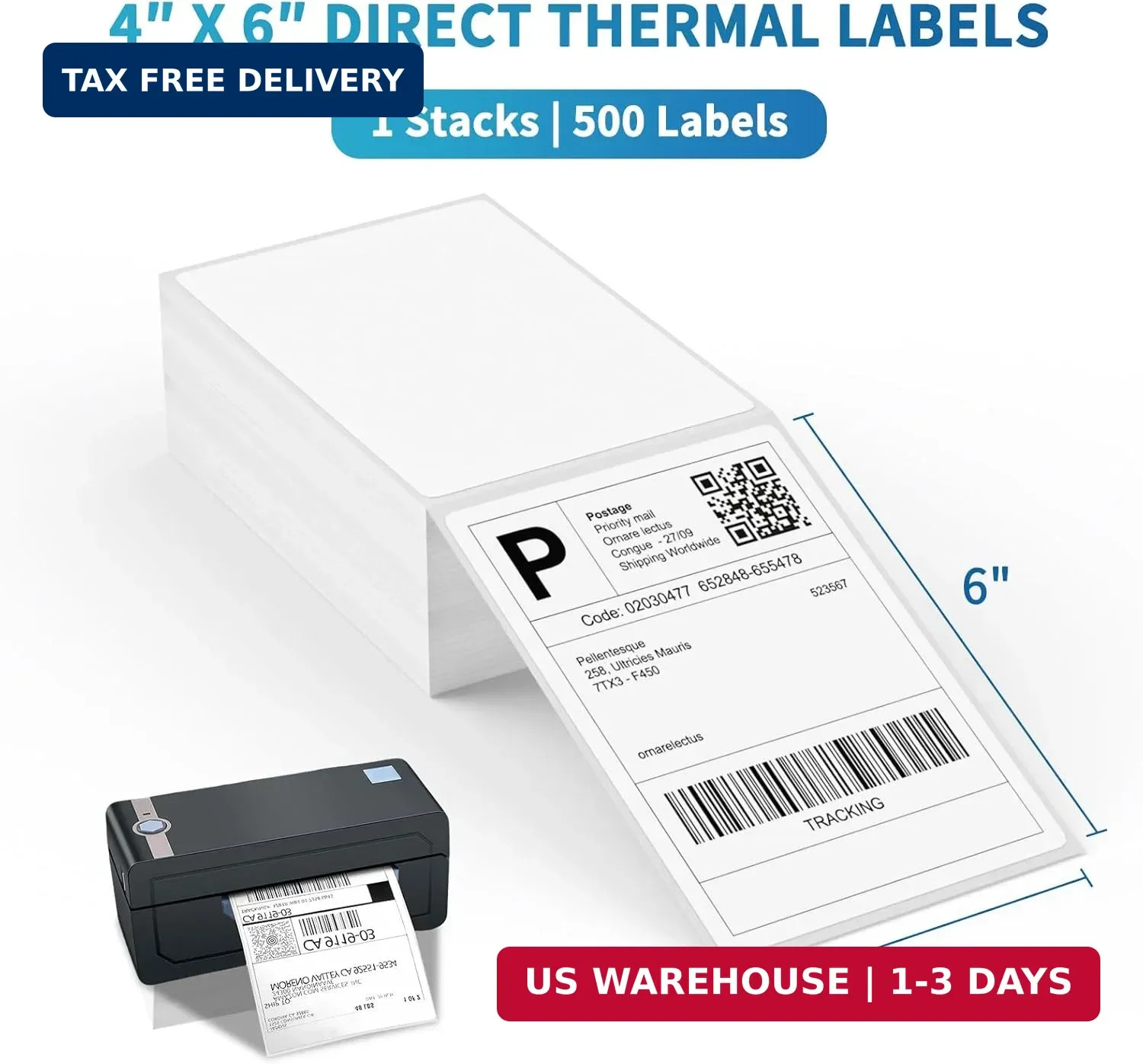 9527 Product Fanfold 4 x 6 Direct Thermal Labels White Perforated Shipping Label