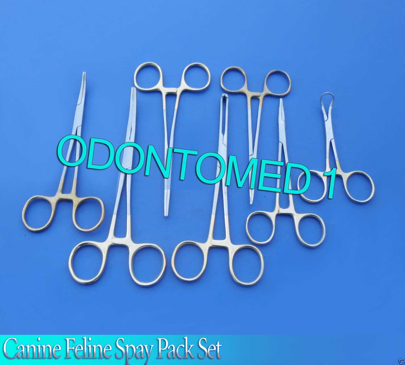 SET OF 7 PCS CANINE FELINE SPAY PACK SURGICAL INSTRUMENTS KIT WITH GOLD DS-820