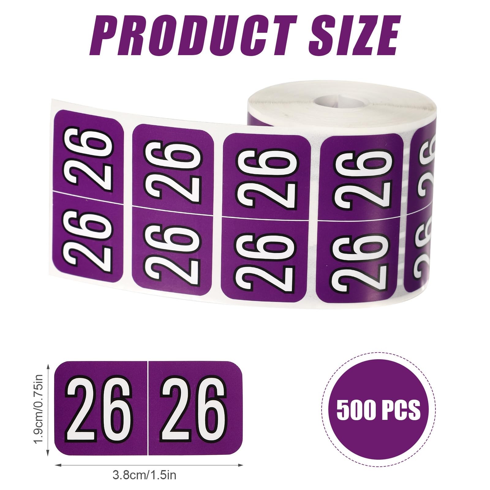 500pcs 2026 Year Stickers, 3/4×1-1/2 Inch 0.75×1.5in/1.9×3.8cm, Dark Purple