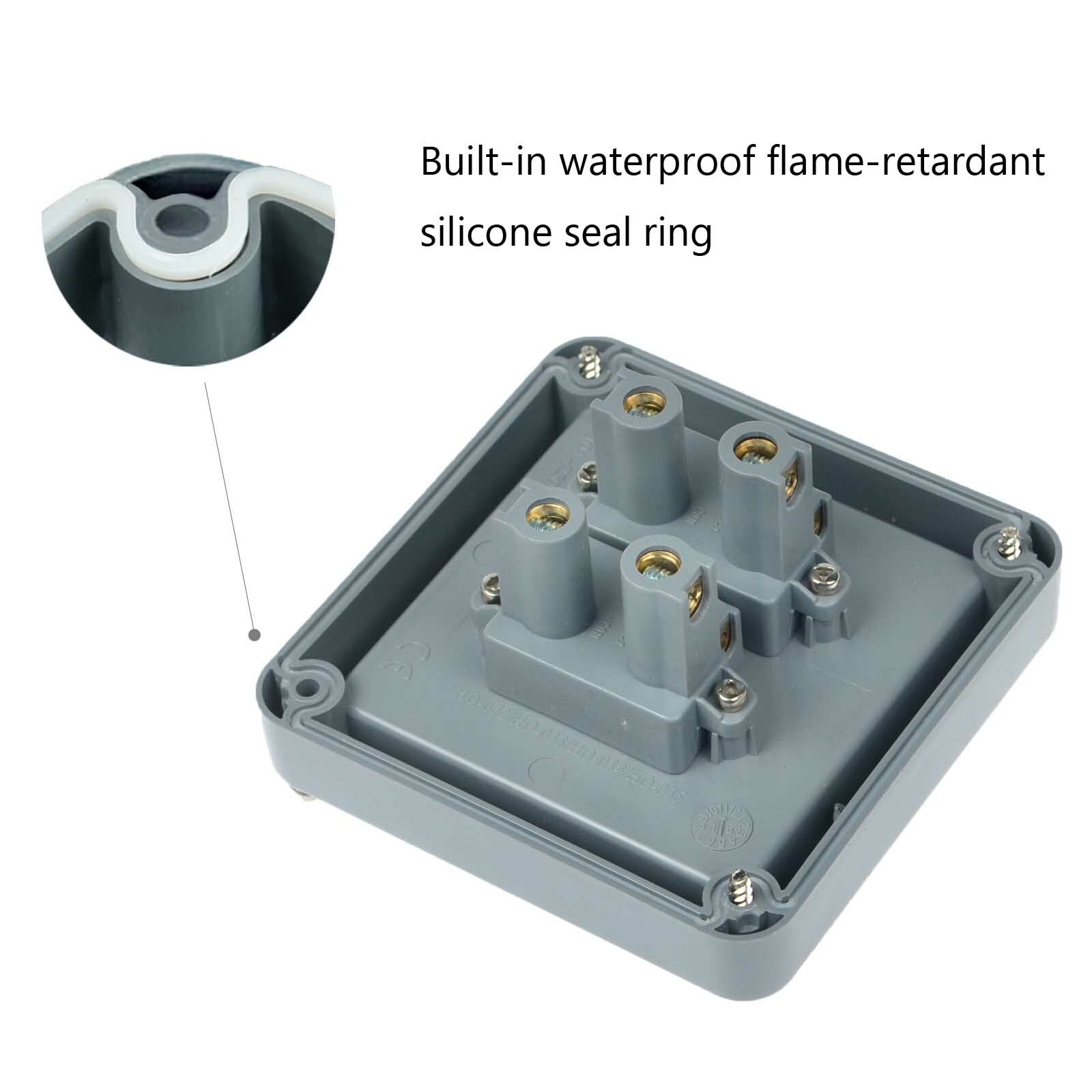 Outside Light Switch 2 Gang 2 Way Outdoor Weatherproof Waterproof Switch IP66