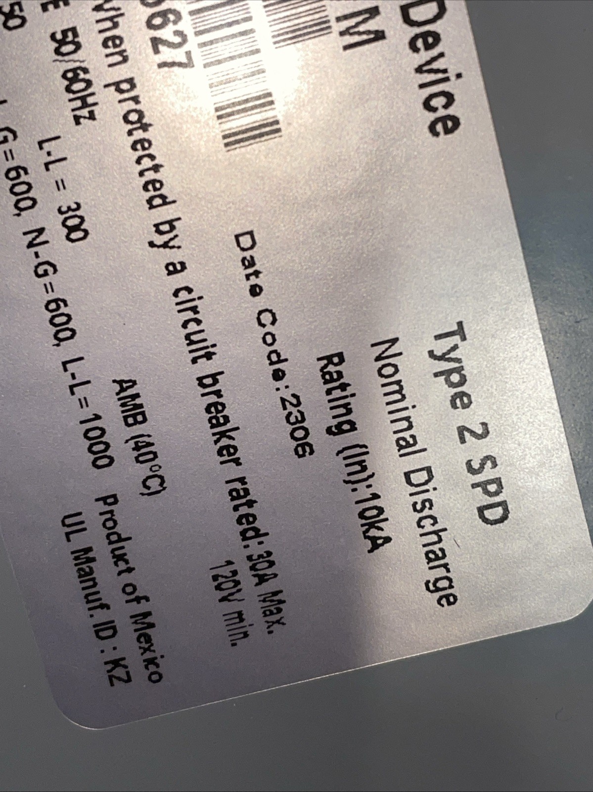 ABB/GE TLE120Y050WM Surge Protective Device Type 2 SPD 120/208V 50kA