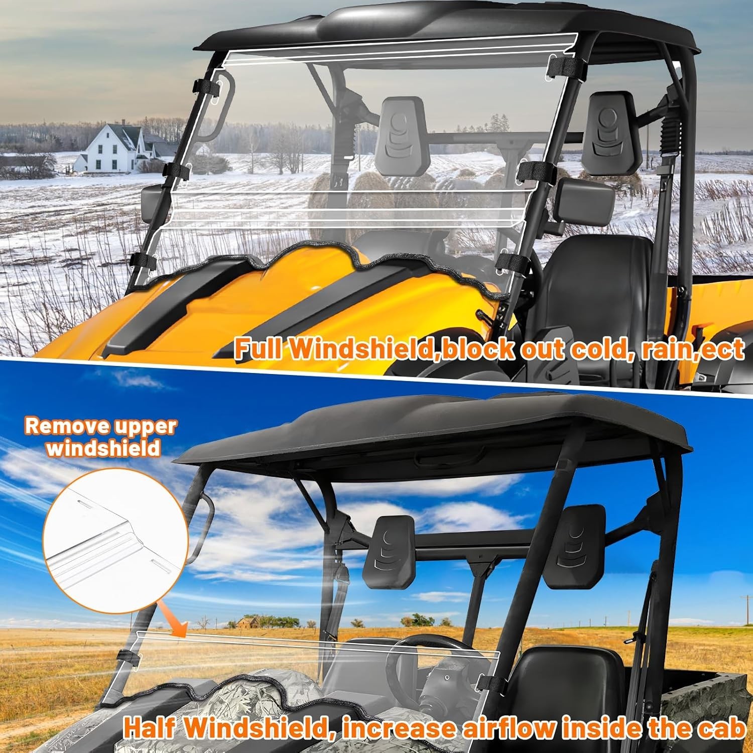 Scratch-Proof Heavy Duty UTV Windshield for Massimo, Hisun, Coleman, Bighorn