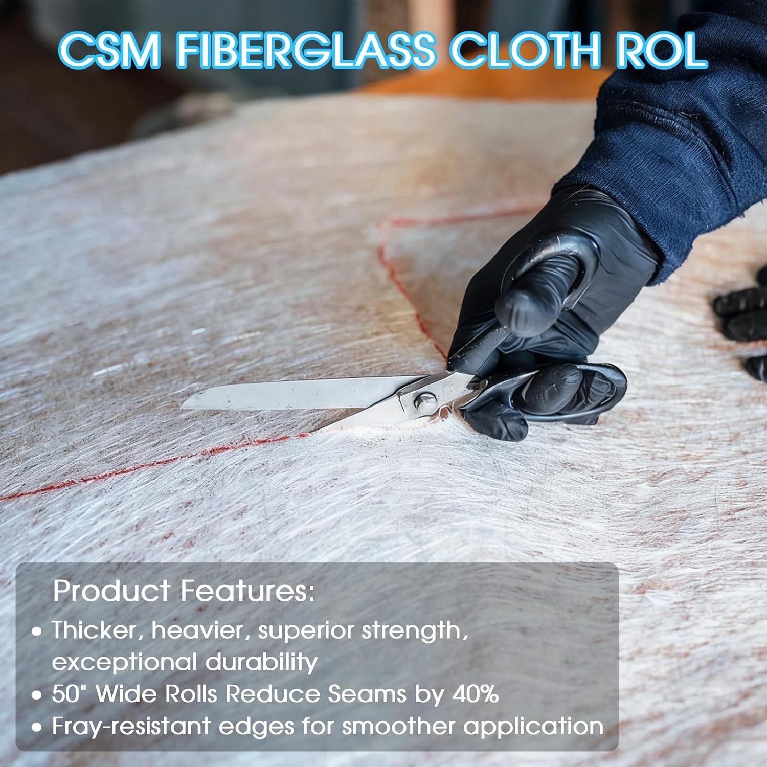 Fiberglass Chopped Strand Mat Roll 50″ X 360″, 1 Oz CSM Fiberglass Cloth Roll fo