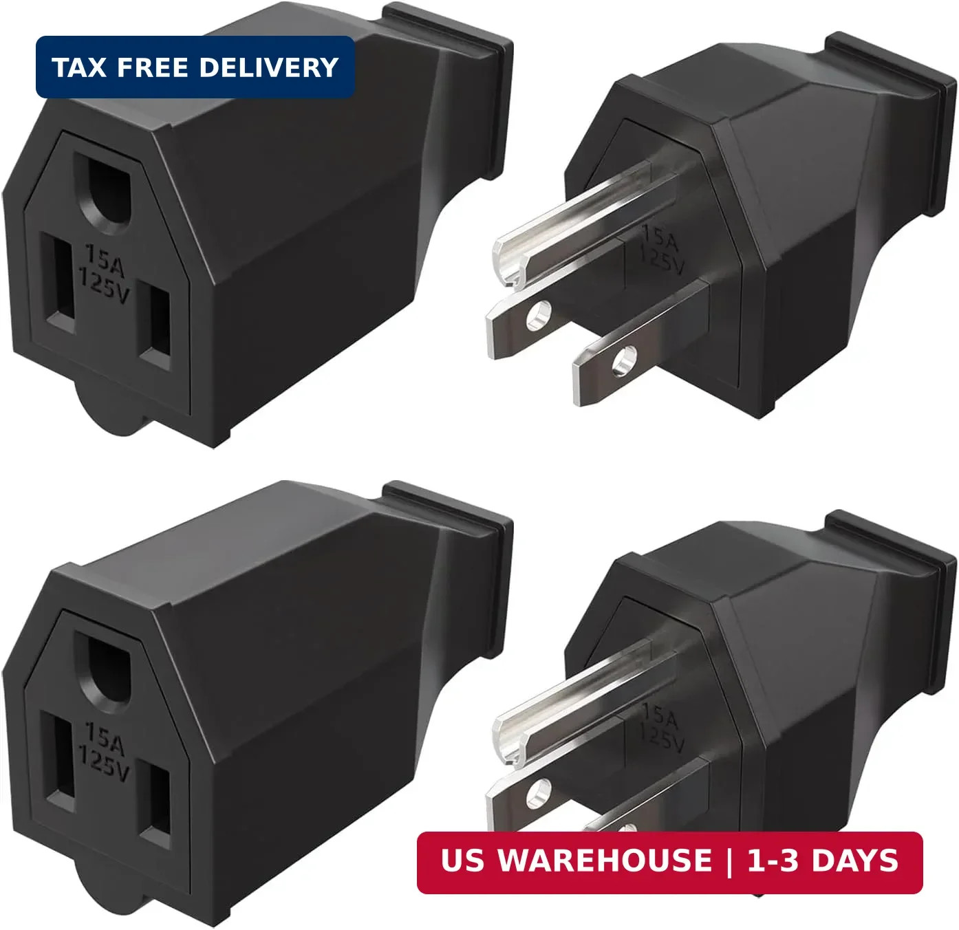 2 Sets Extension Cord Repair Ends Male and Female 3 Prong Replacement Plug End C
