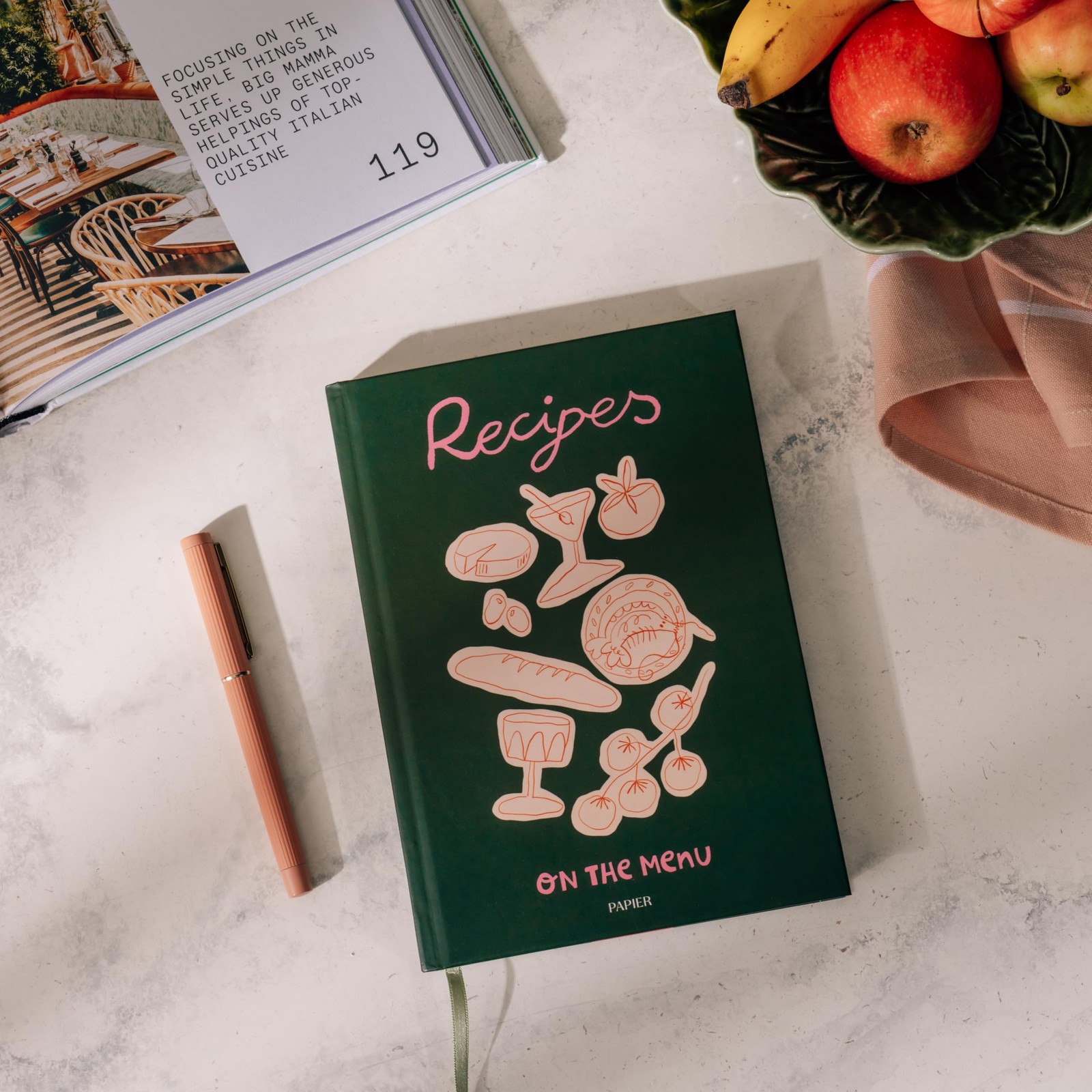 Papier Al Fresco Recipe Journal – Hardback | A5 – 8.46″L x 6.02″W, Green