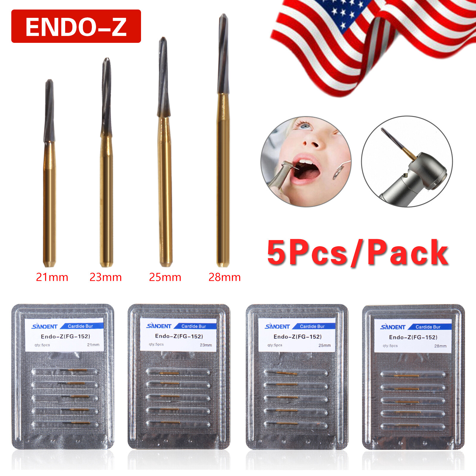 Endo-Z Bur Dental Carbide Tungsten Burs 21mm/23mm/25mm/28mm Surgical Cutter OR