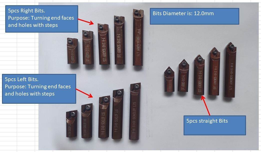 Diameter 12.0mm Bits Fits Portable Line Boring Machine New 1Set (15pcs)
