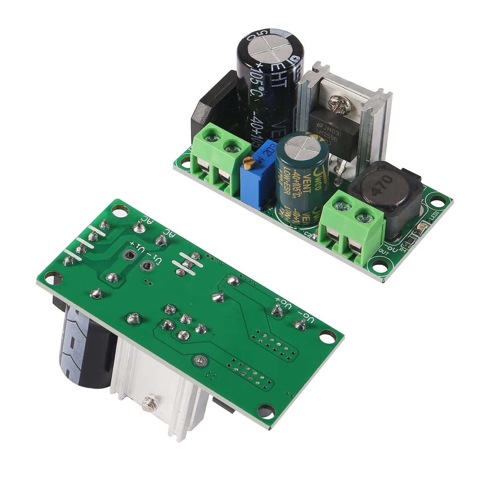 2 PCS AC/DC to DC Step Down Buck Converter 2A LM2596HV Module Regulator Board