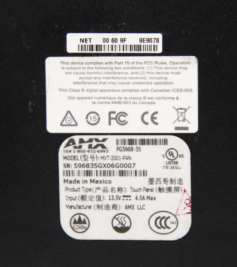 AMX MXT-2001-PAN Modero X Series G5 20″ Tabletop Touch Panel Display