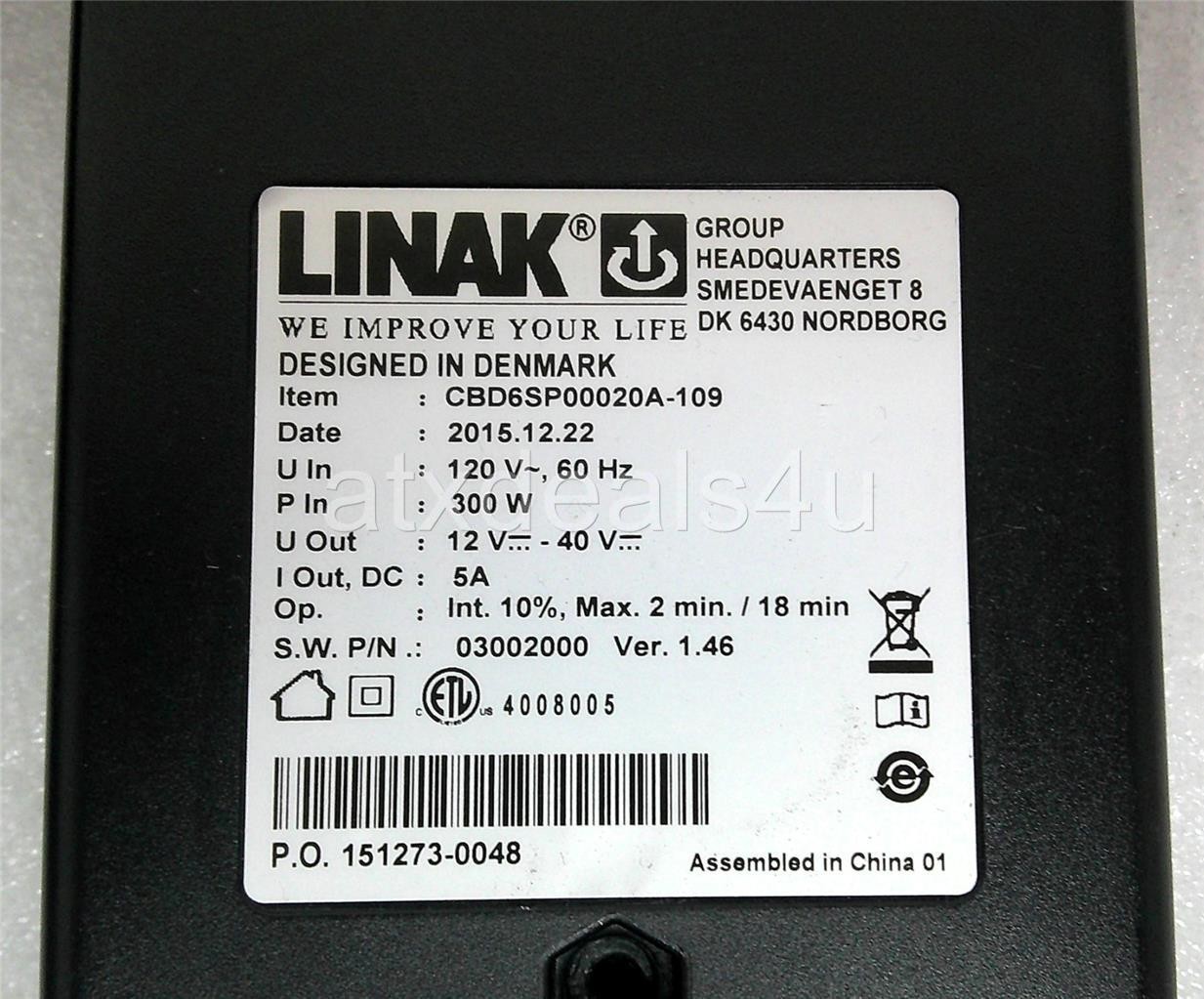 Linak CBD6SP00020A-109 Linear Actuator Control Box w/ Power Cord Lot of 5