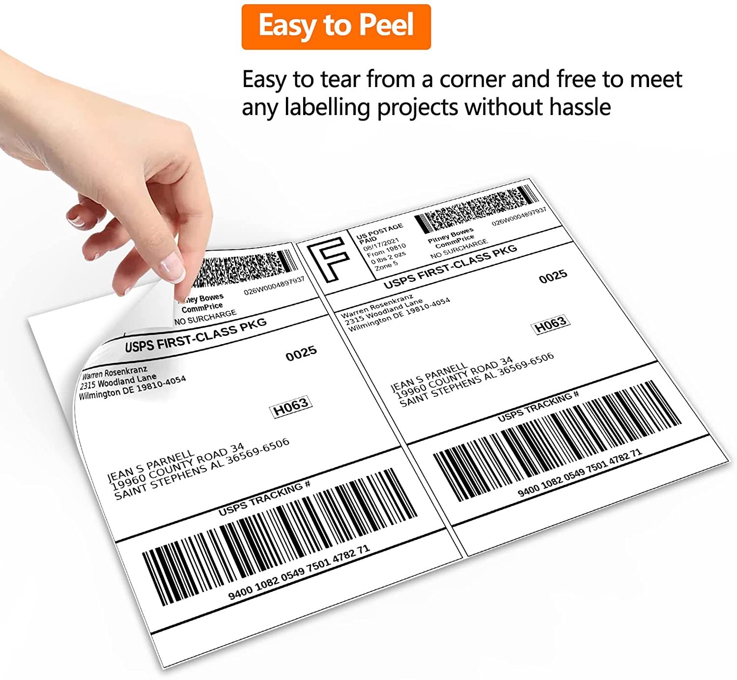50-1000 Premium 8.5″ X 5.5″ Half Sheet Self Adhesive Shipping Labels 2 Per Sheet