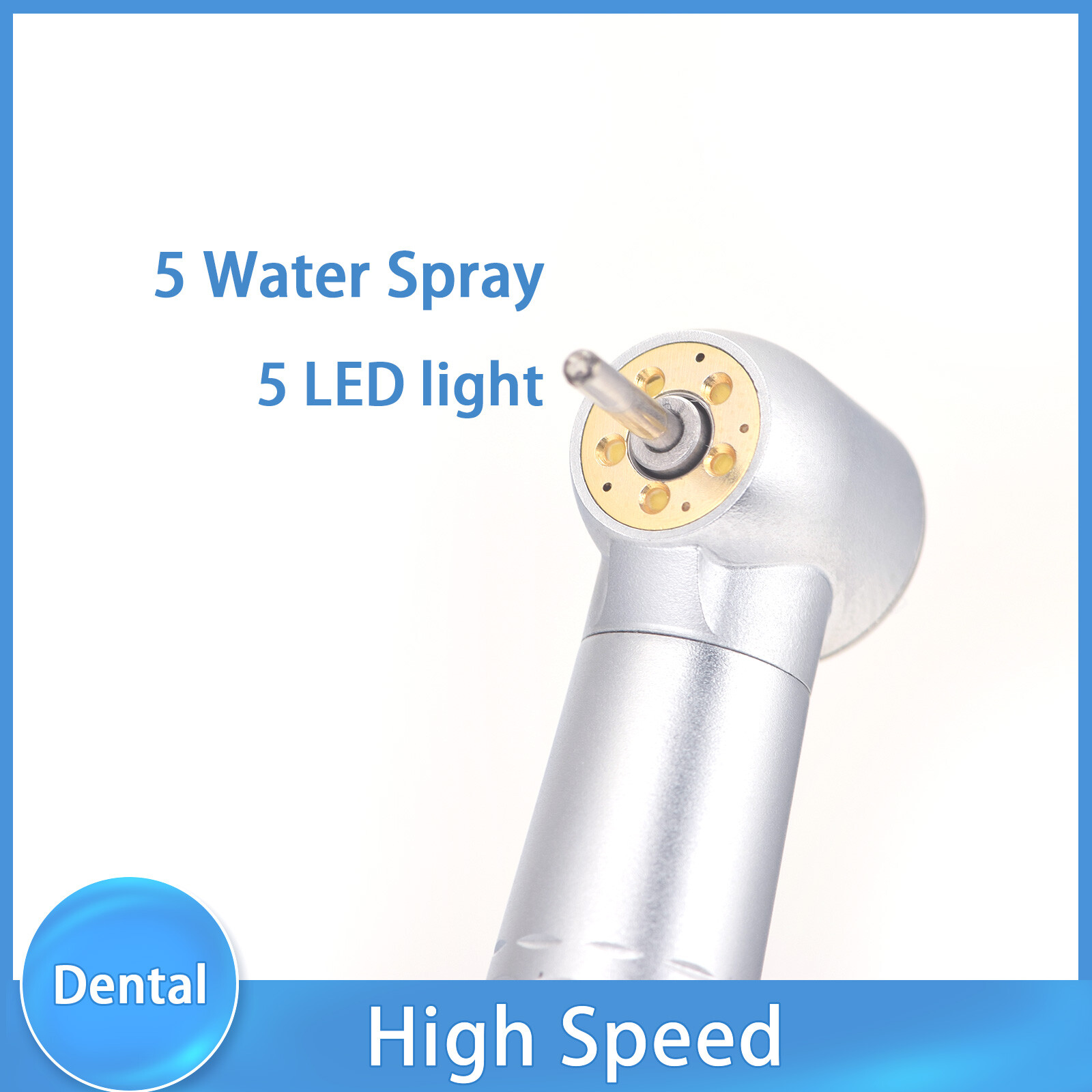 Dental 5 O-LED High Speed Handpiece Push Button with 5 Water Spray 4 Holes