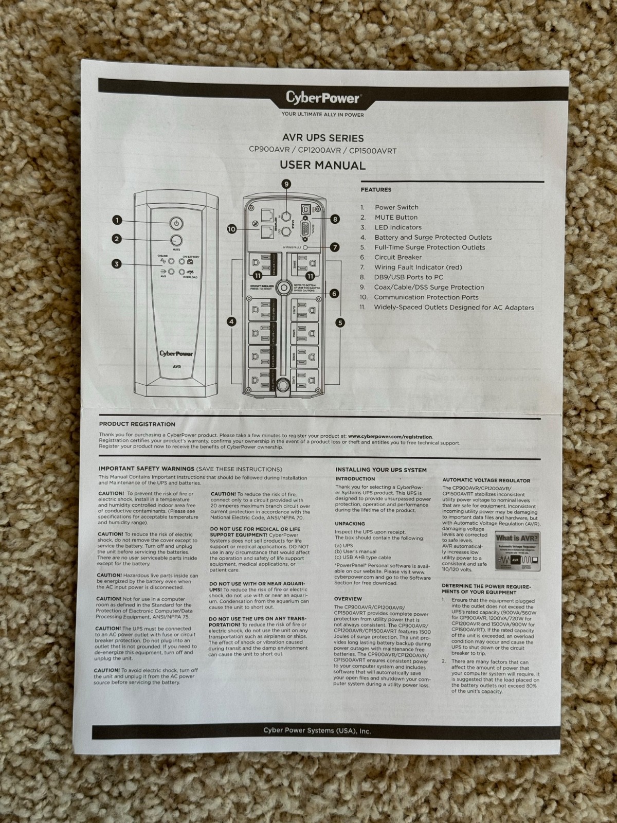 CyberPower CP900AVR UPS — 900VA/560W