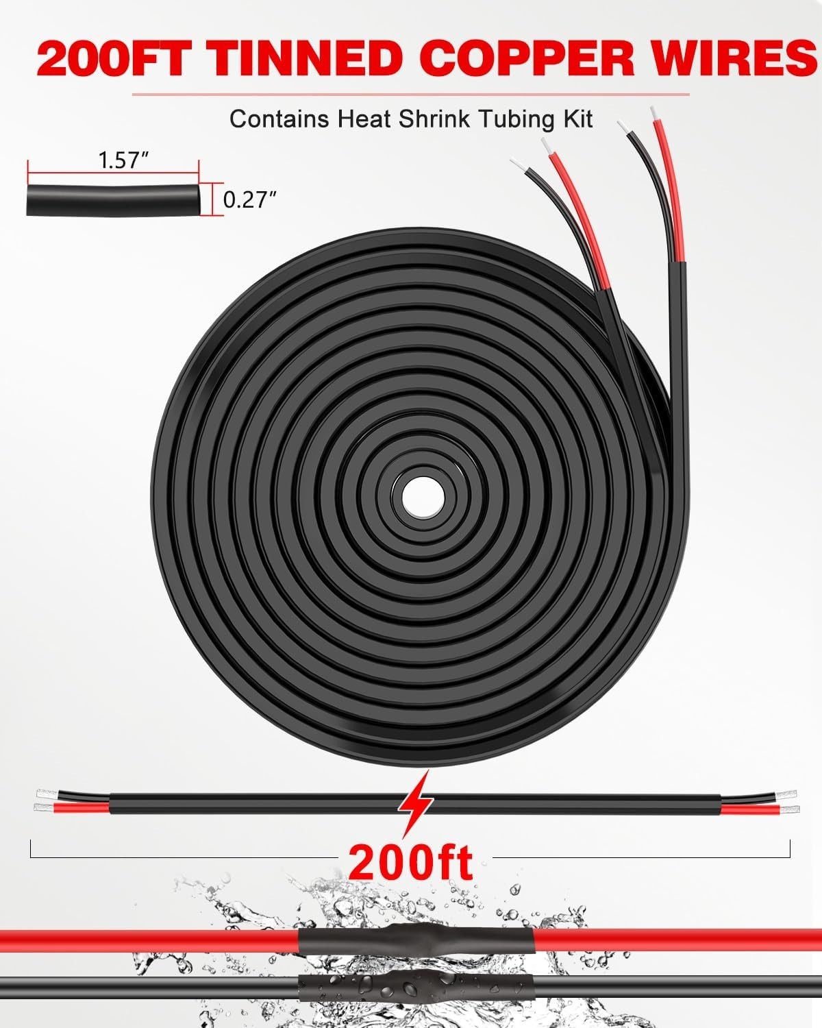 14 Gauge 2 Conductor Tinned Copper Wire 200FT Automotive Marine