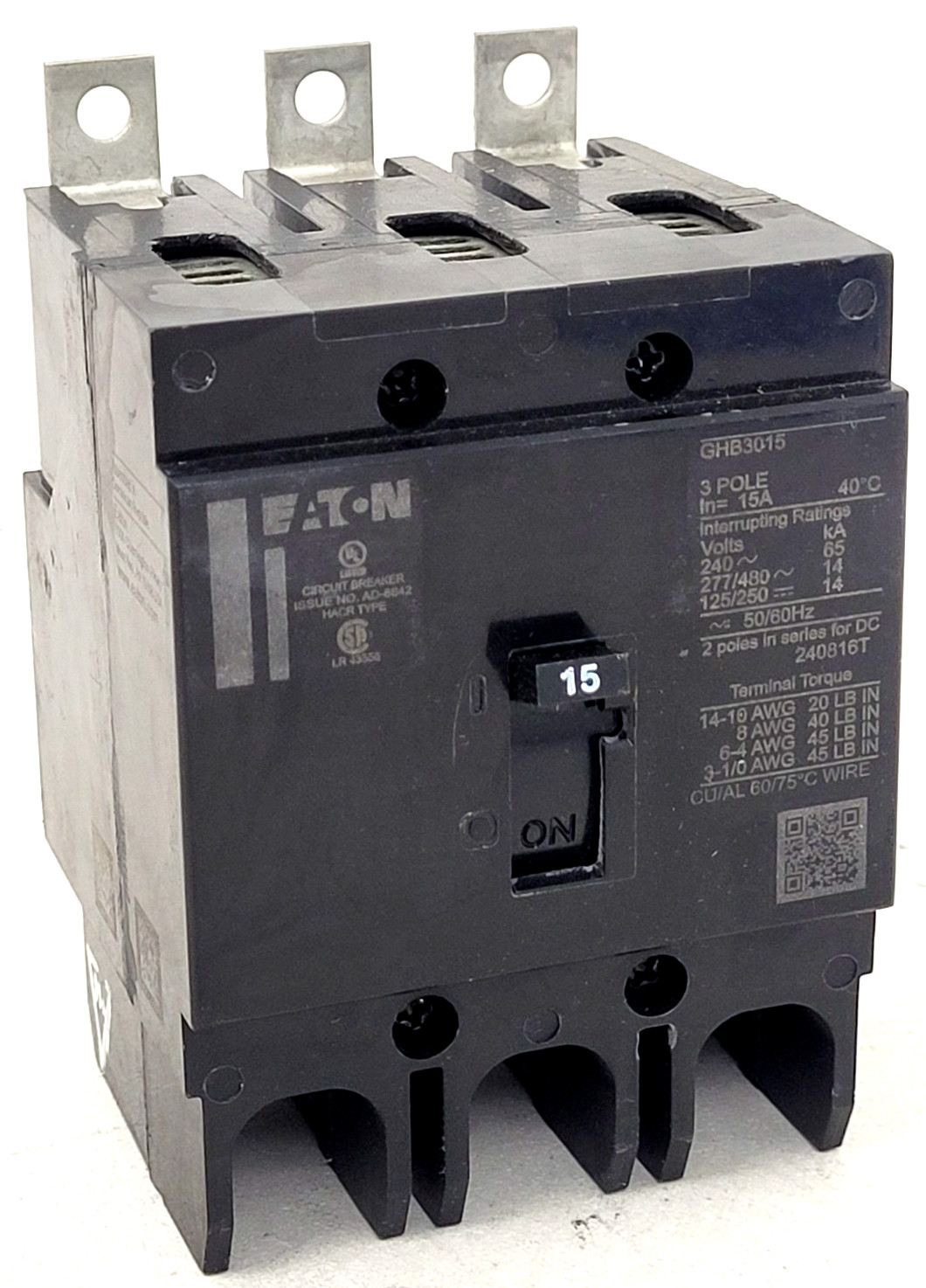 GHB3015 Eaton 15 Amp 480 Volt Circuit Breaker – Next Day Option – New