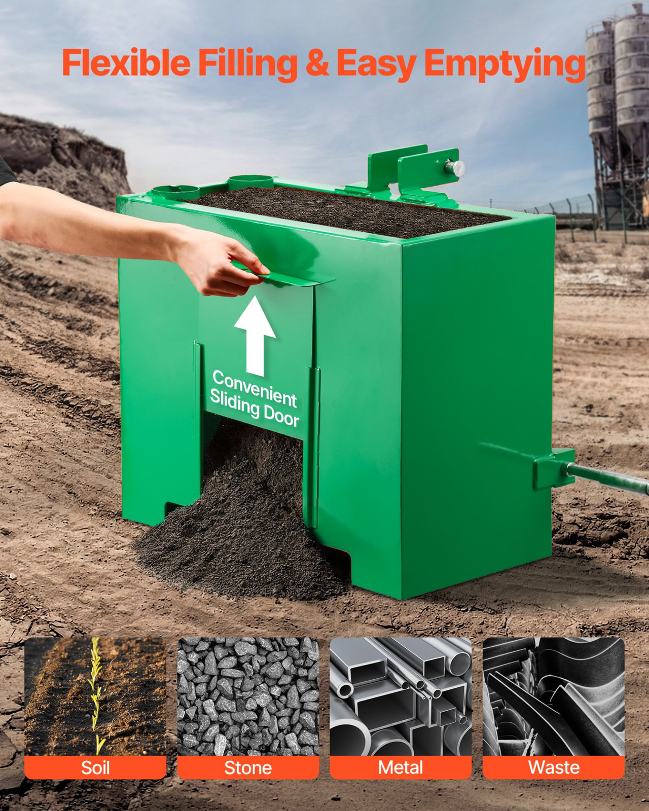 3 Point Tractor Ballast Box 800lb Cat 1 Hitch Receiver Green