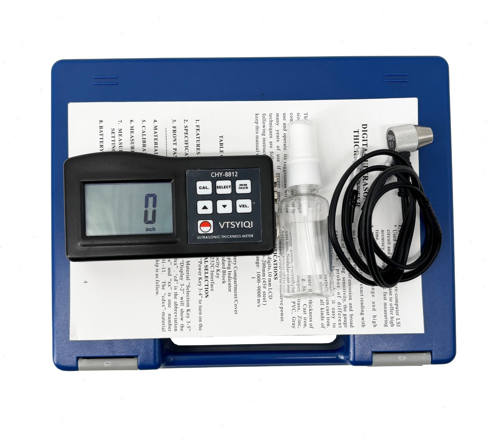 Portable Ultrasonic Thickness Tester with Range 0.05~8inch Resolution 0.1mm New