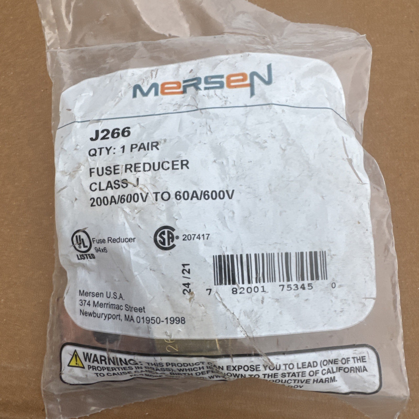 Mersen J266 Fuse Reducer 200a Amp 600v-ac – Qty 1 Pair