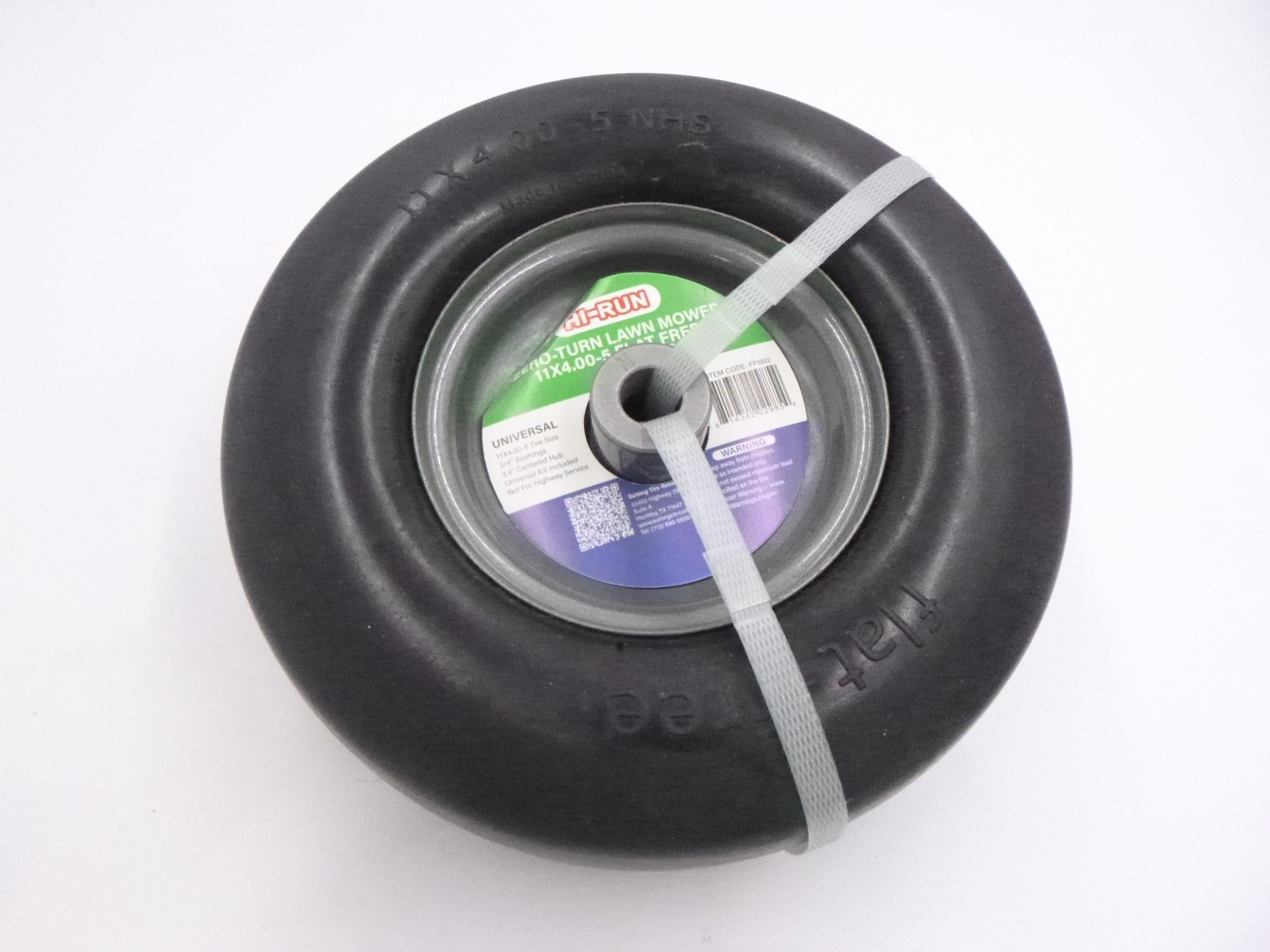 11×4.00-5 Flat Free Zero-turn Lawn Mower Tire Assembly Smooth Tread