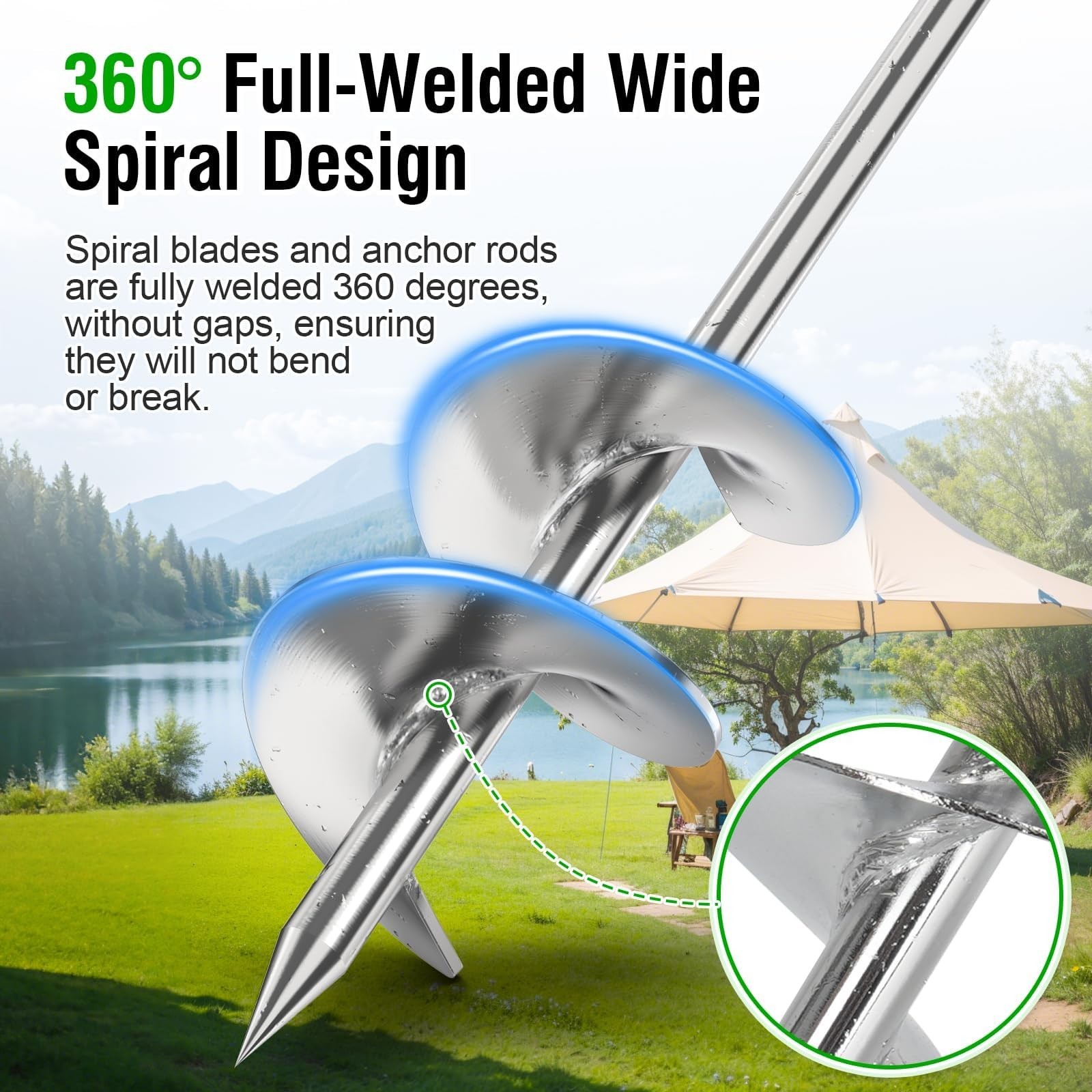 Ground Anchors Heavy Duty, 2 Pack Fully Welded Solid Steel Ground Anchors Scr…