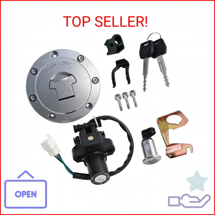 waltyotur Ignition Switch Fuel Gas Cap Seat Lock Key Set Replacement for Honda C
