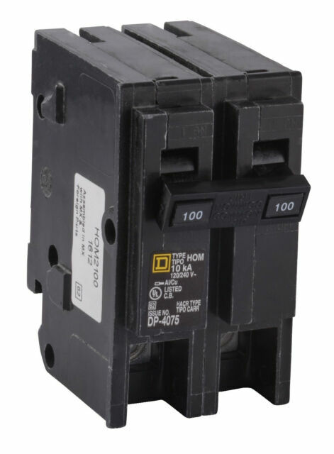Homeline 100 Amp 2-Pole Main Circuit Breaker Easy To Install Plug-On HOM2100C