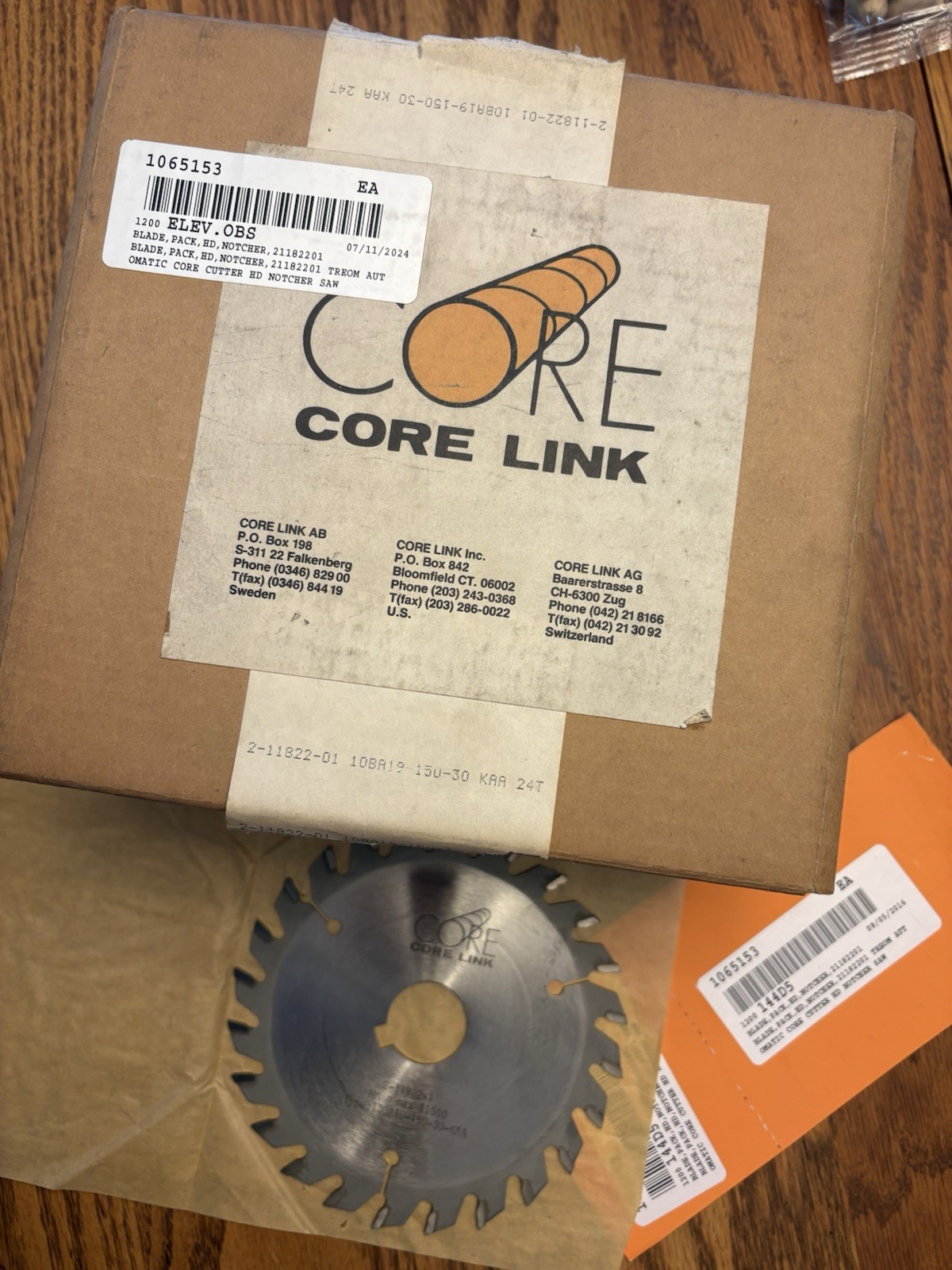 NIB CORE LINK 6″ Dia Saw Blade Type: 10BA19-150-30-KAA HM Max 11500