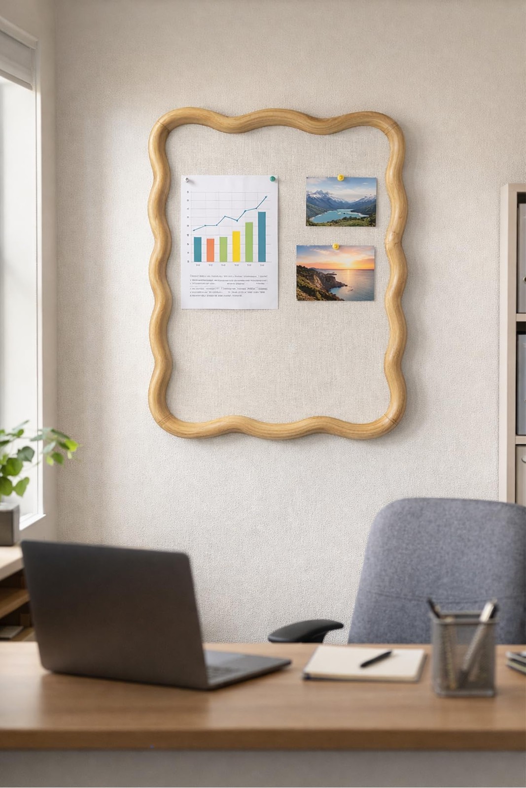 YINGXUN Wavy Linen Cork Memo Board 17.7″ x 23.6″