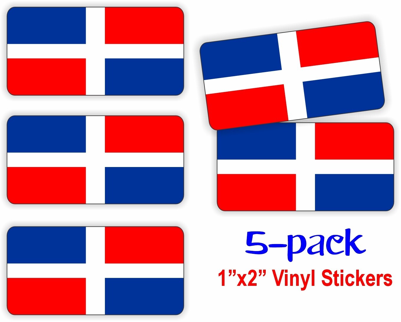 5 Mini 1″x2″ Dominican Republic Flag Stickers Decals for Flags Hard Hats Helmets