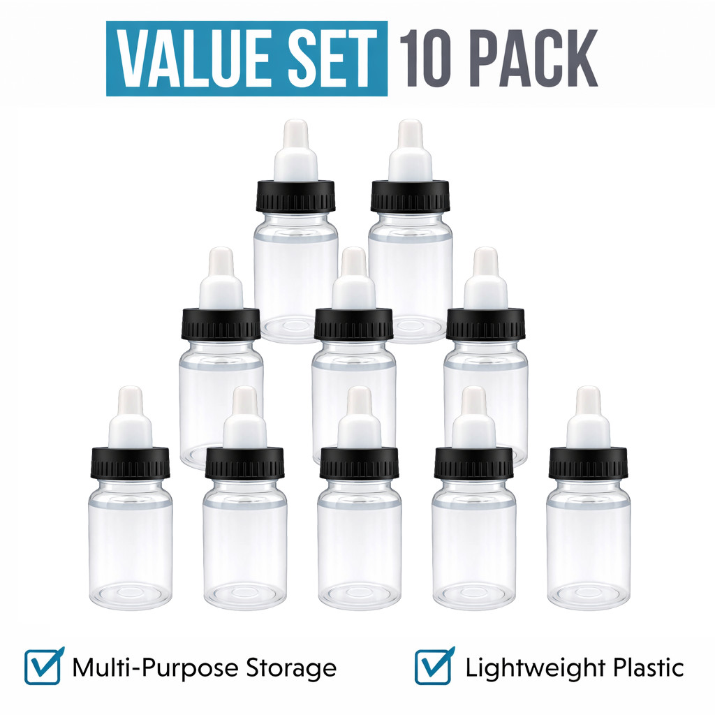 10 Pack 3.5g Bottle Style Storage Jars with Lids Assorted Graphic Designs