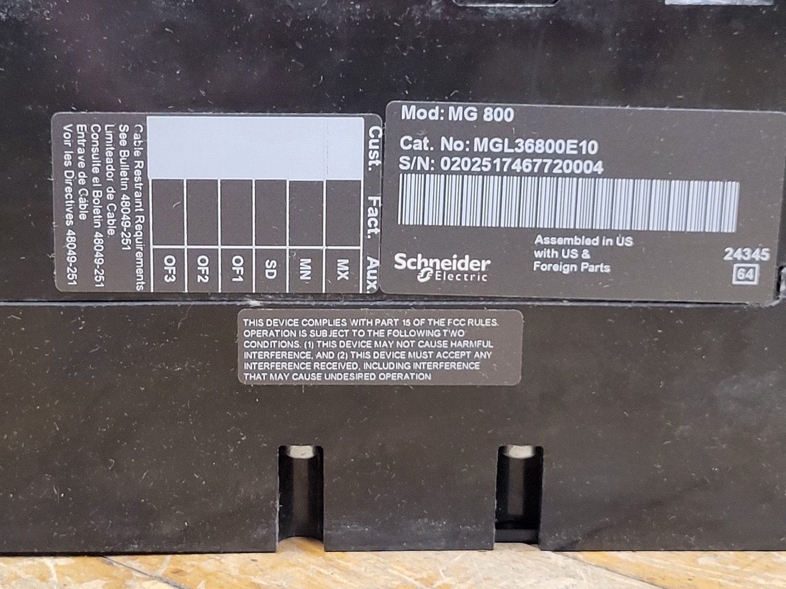 Square D MGL36800E10 Circuit Breaker 800A 3P 600V