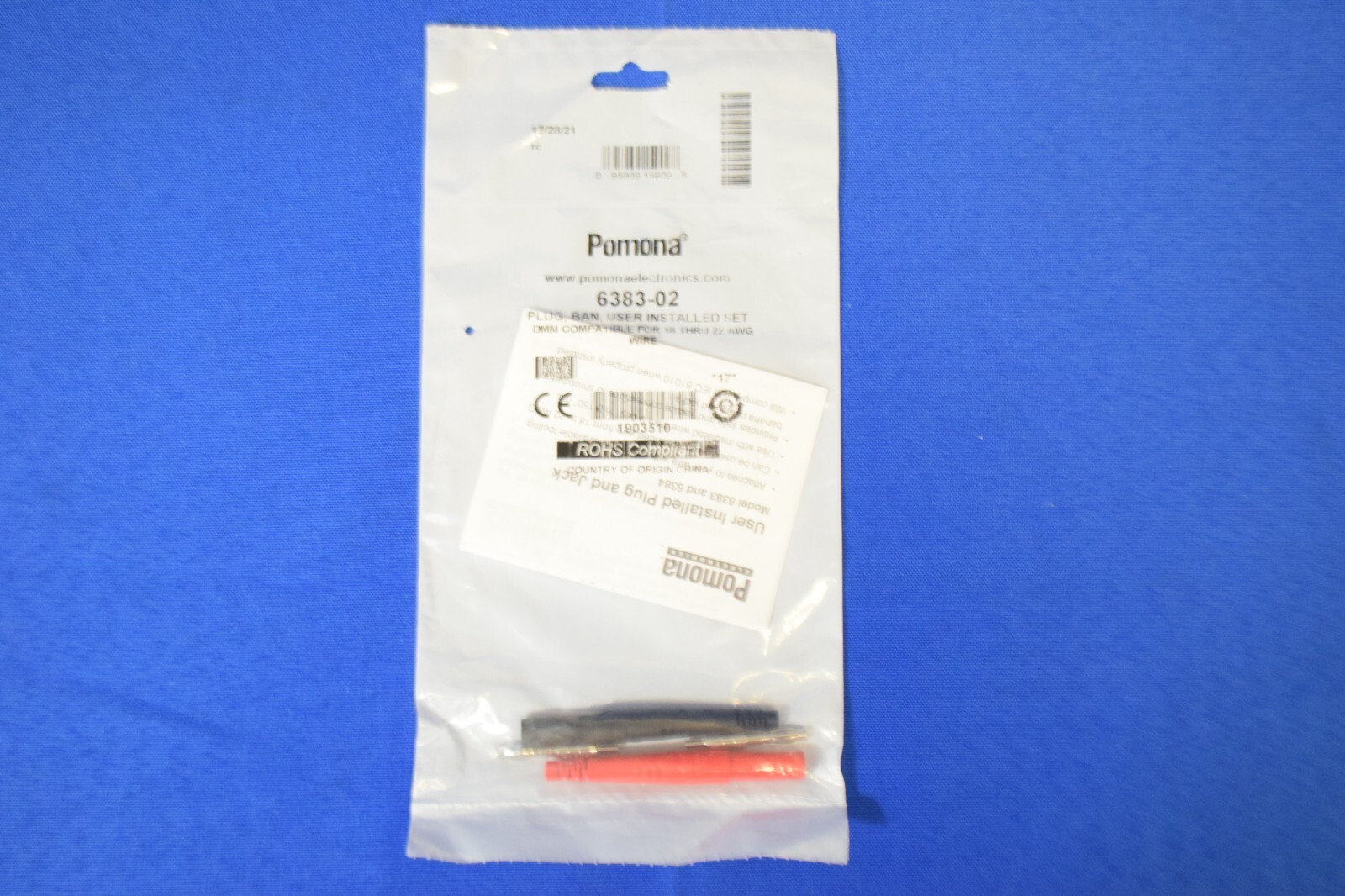 Pomona 6383-02 Banana Plug User Installed 5A 18-22AWG Nickel Plate B/R (Qty. 10)