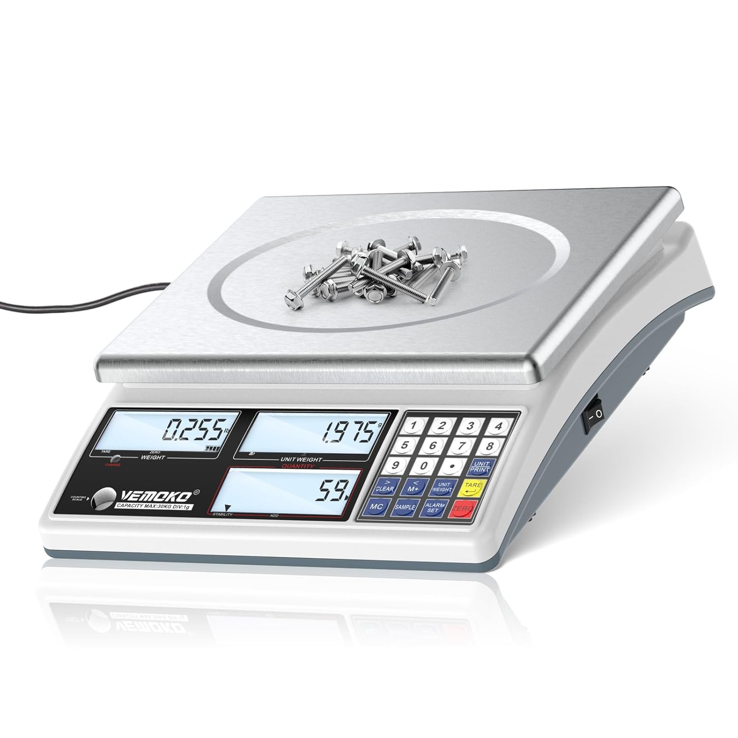 Industrial Counting Scale for Small Parts – 30Kg/66Lb Digital Gram Scale with 1G